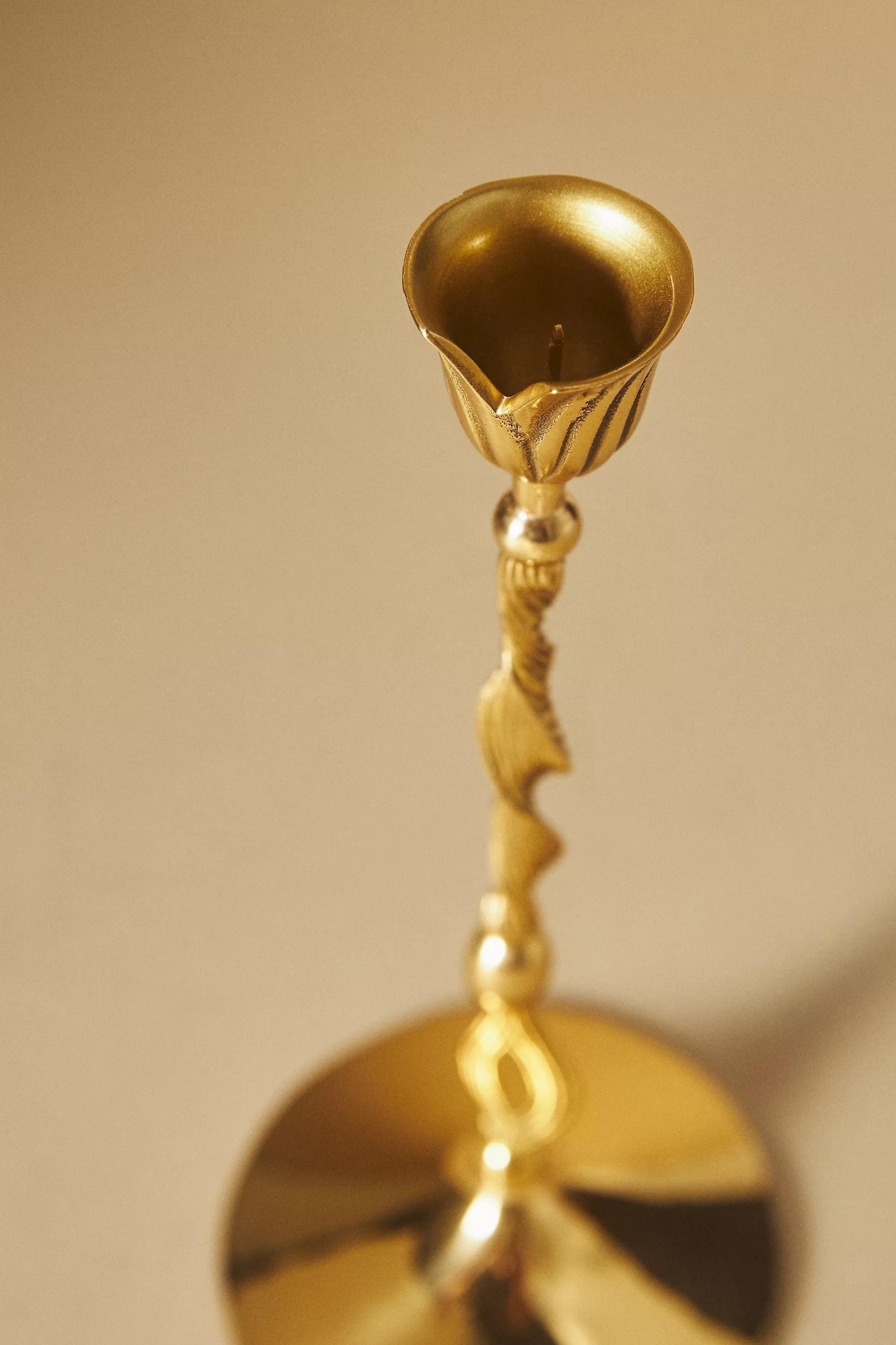 Rialto Taper Candle Holder, Gold, A501_0070, large image number 3