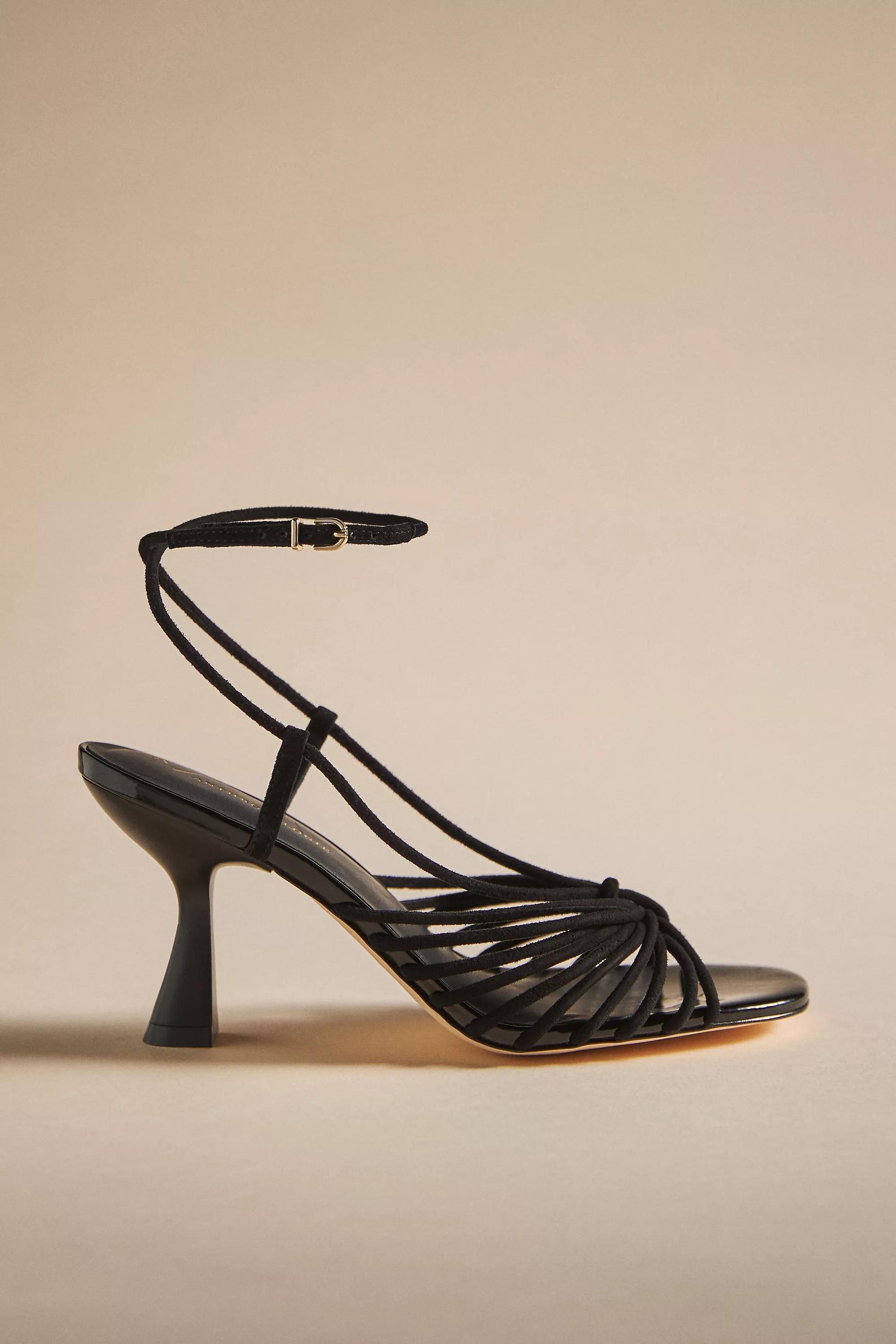 By Anthropologie Strappy Heeled Sandals, Black, , large image number 0