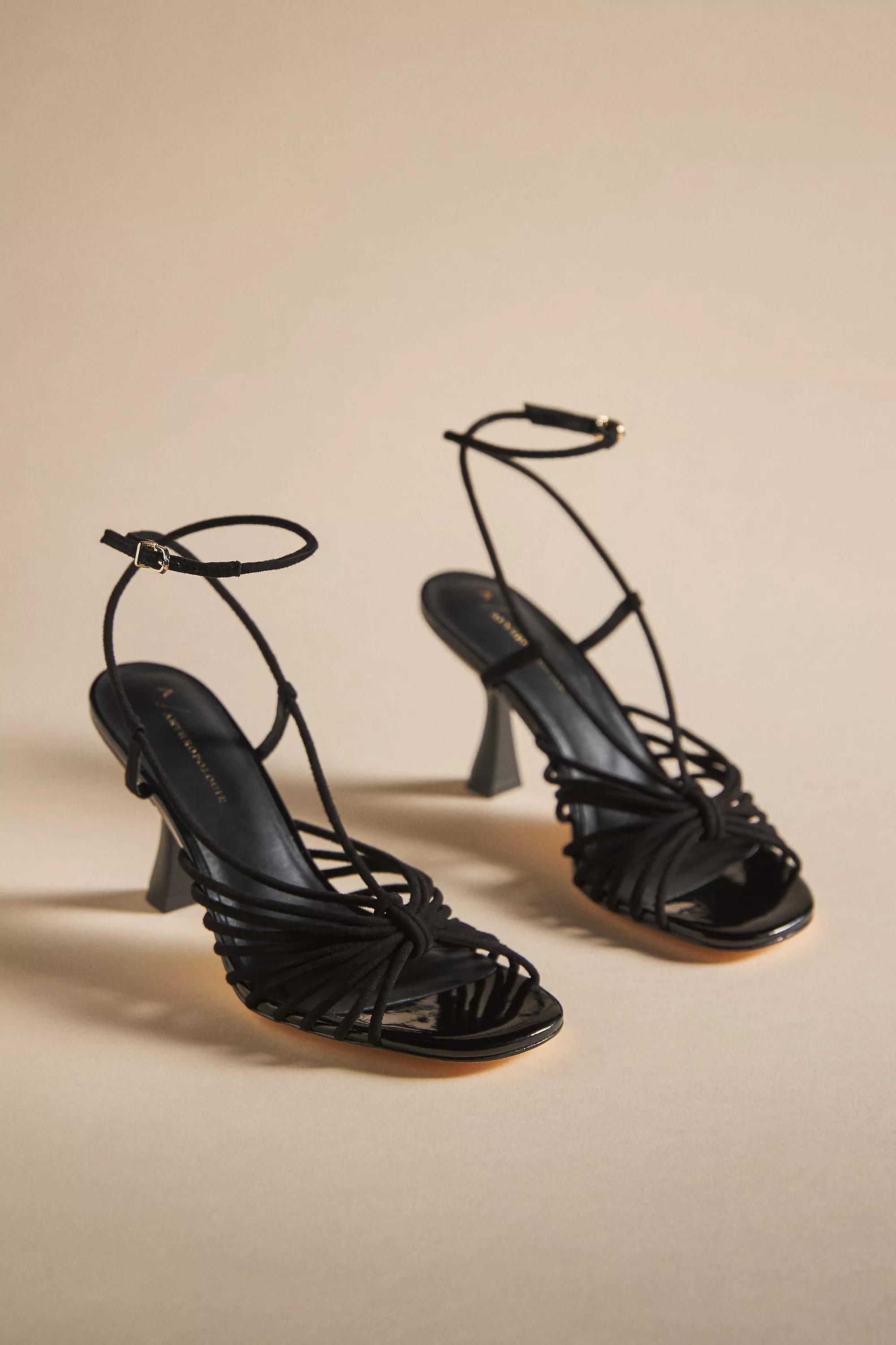 By Anthropologie Strappy Heeled Sandals, Black, , large image number 1