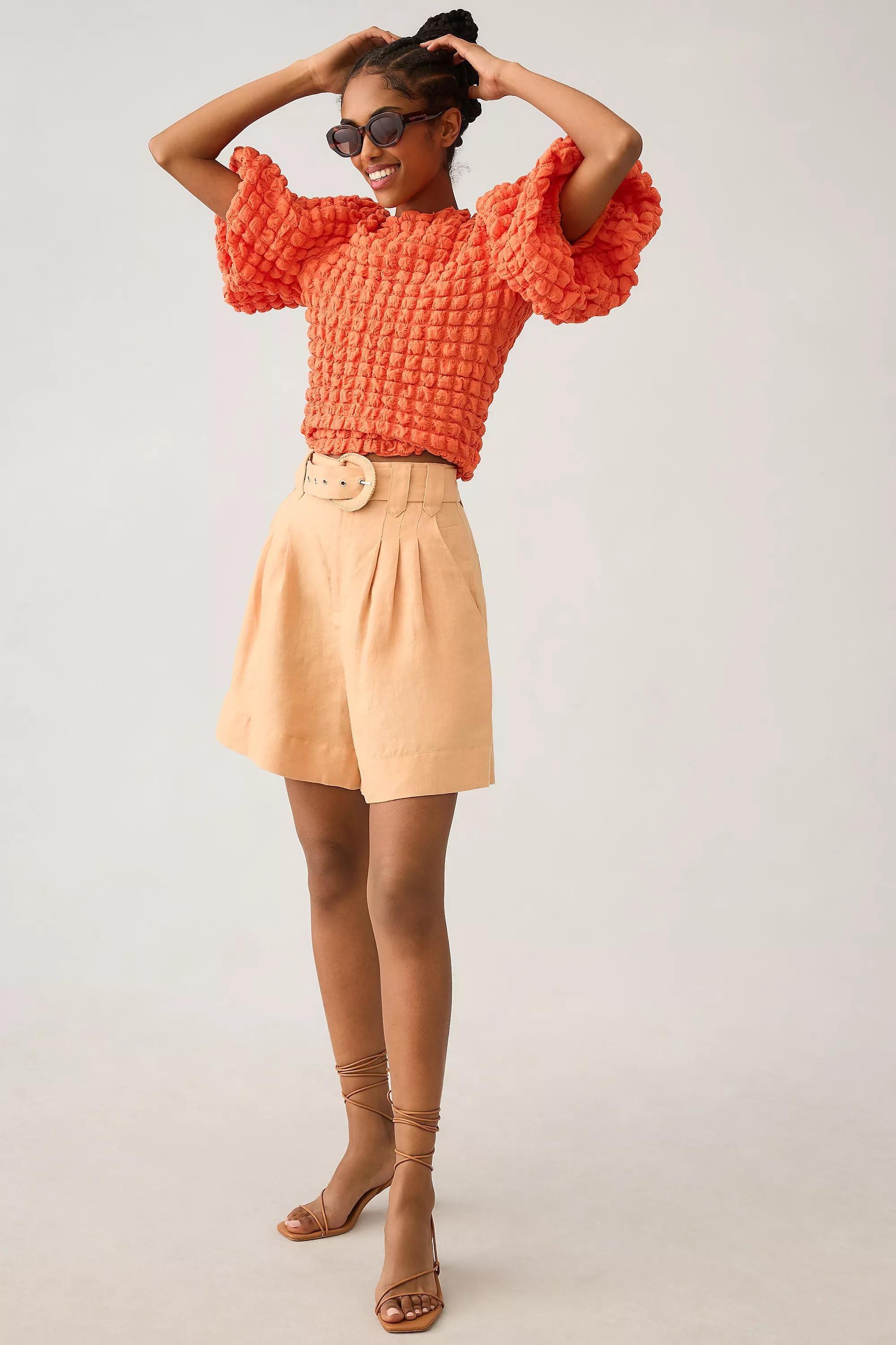 M Eri & Ali Textured Puff-Sleeve Top, Orange, , large image number 3