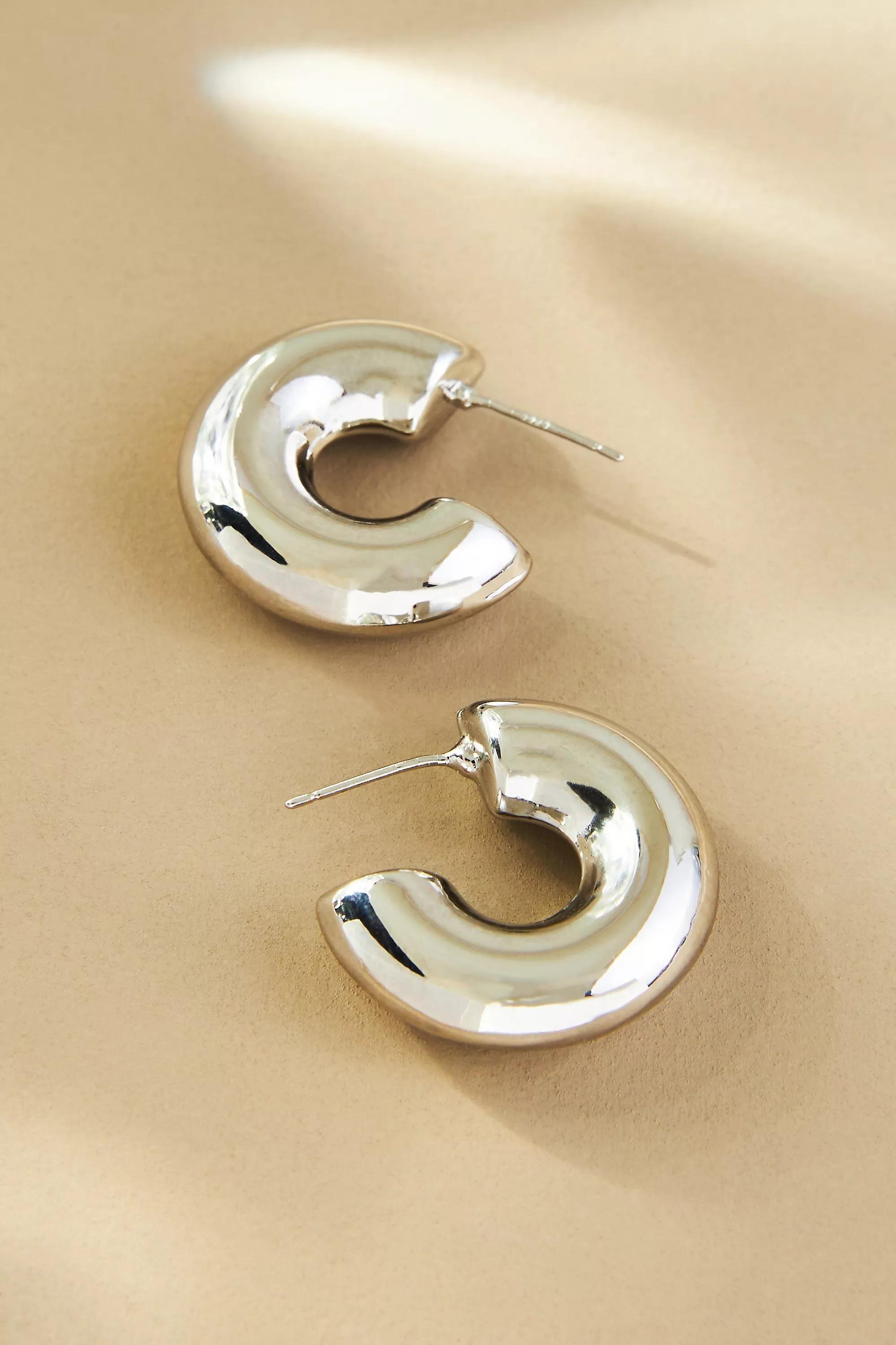 Classic Thick Small Hoop Earrings, Silver, , large image number 1