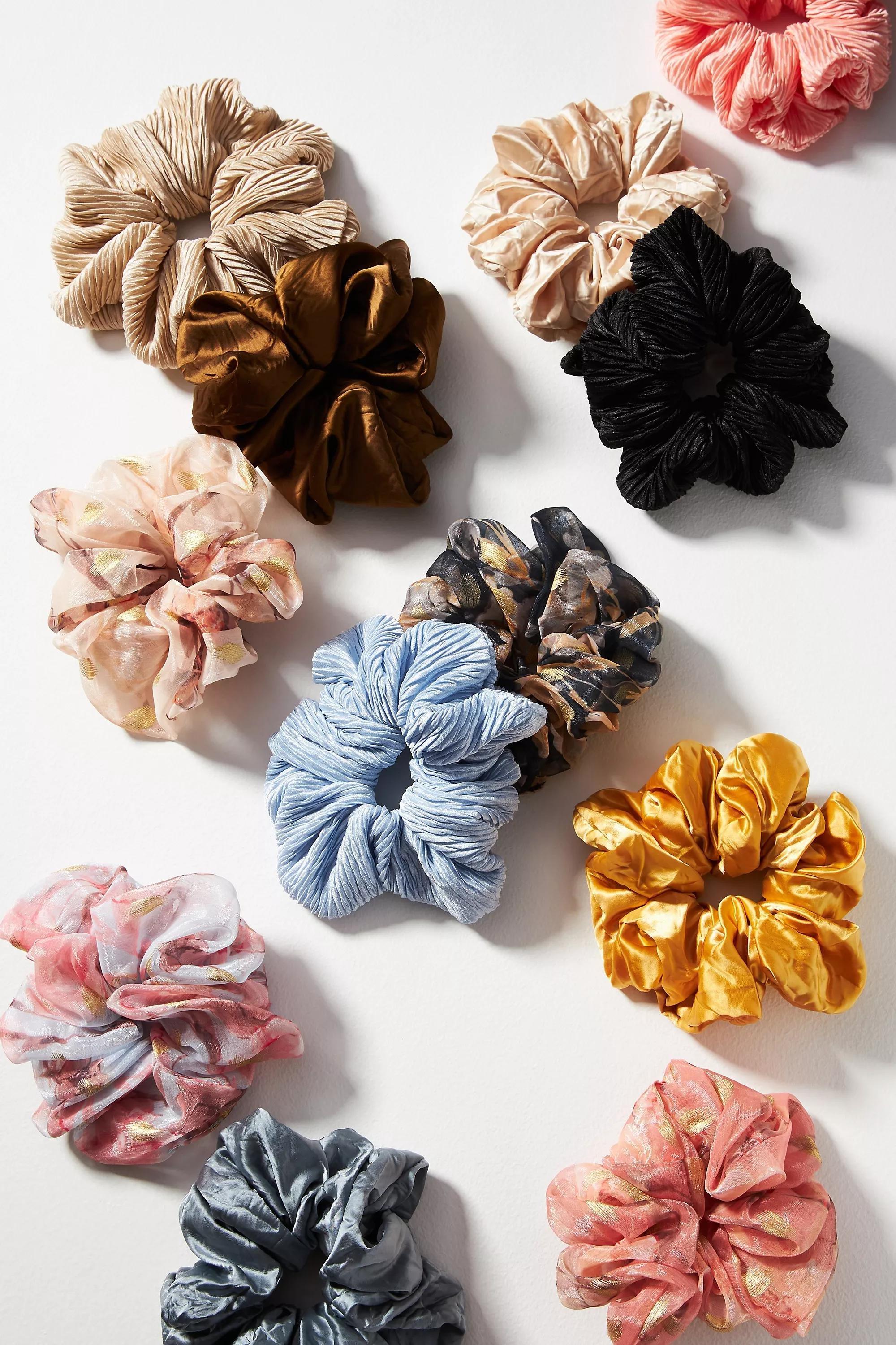 Botanical Hair Scrunchies, Set Of 3, Blue, A501_0045, large image number 2