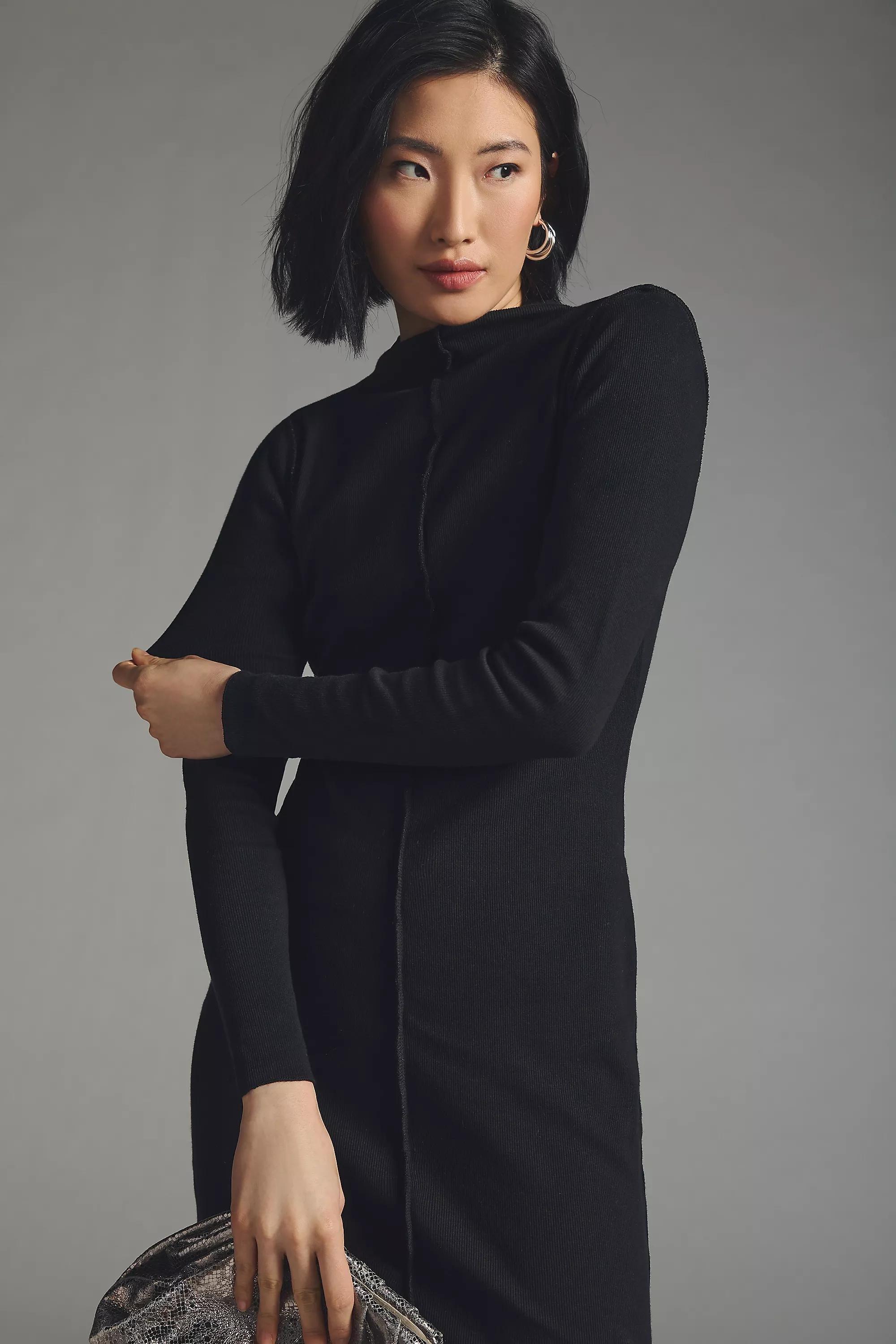 Side-Slit Mock Dress, Black, , large image number 6