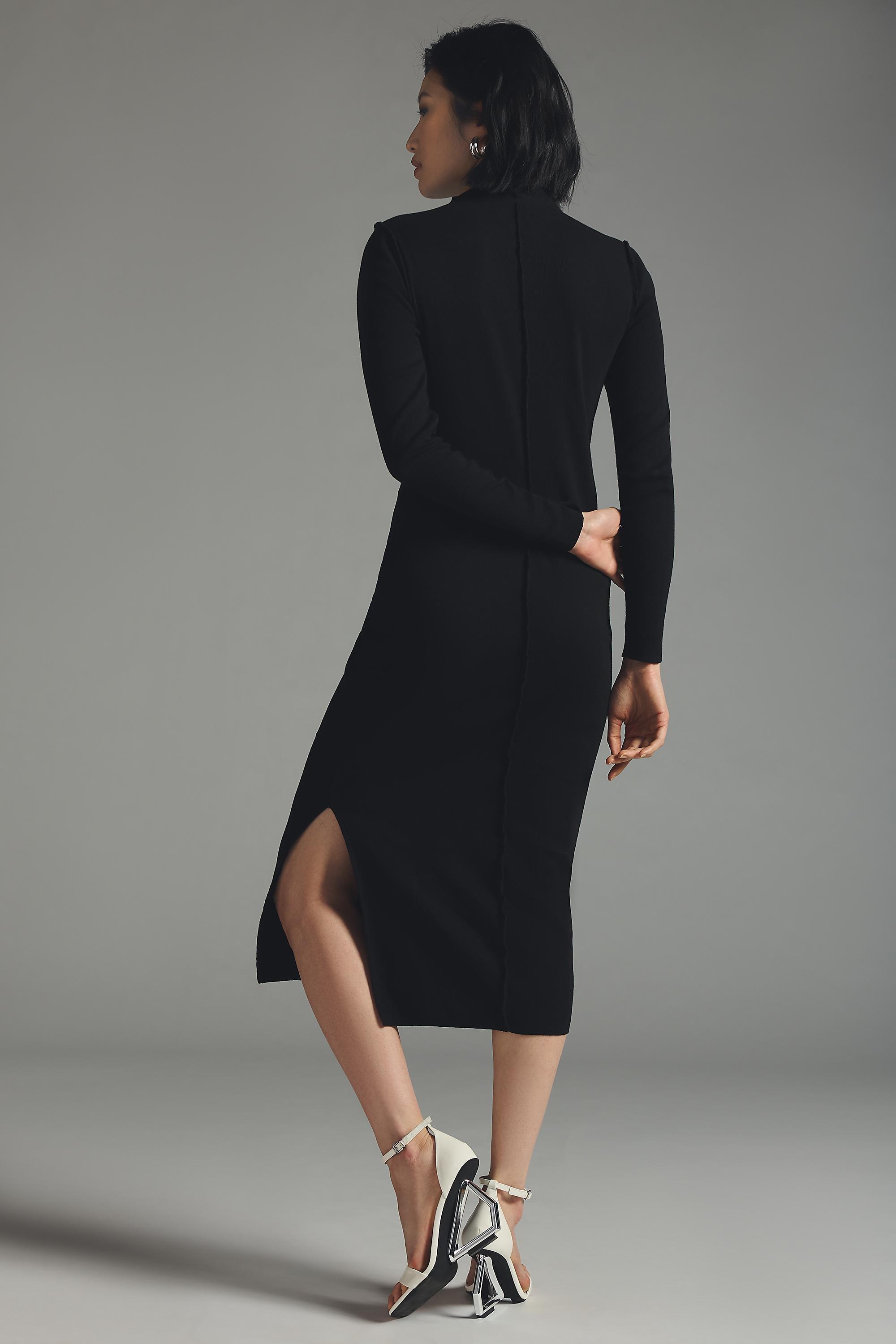 T. La Long-Sleeve Midi Dress, Black, , large image number 3