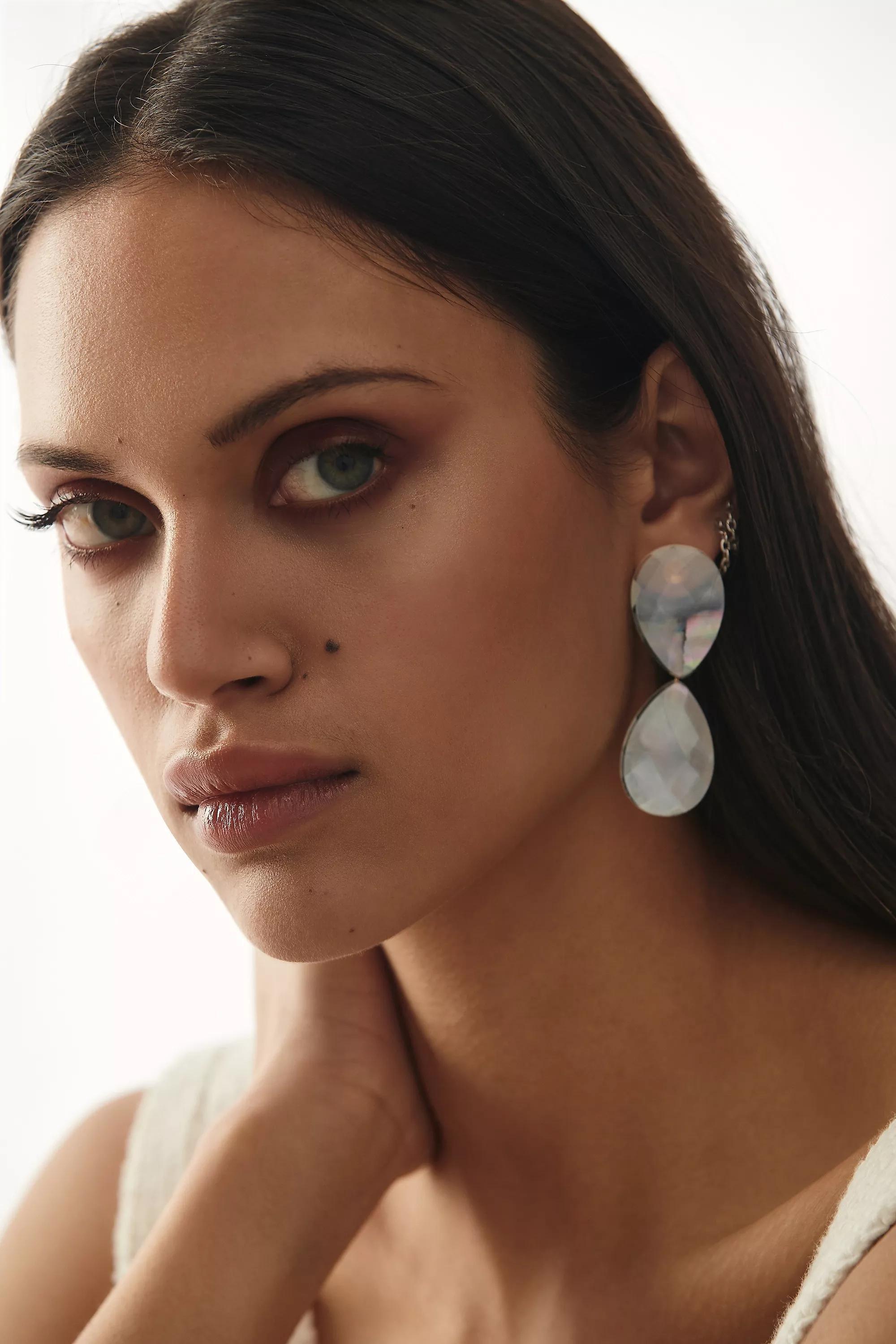 Double Teardrop Earrings, Pearl, A501_0017, large image number 0