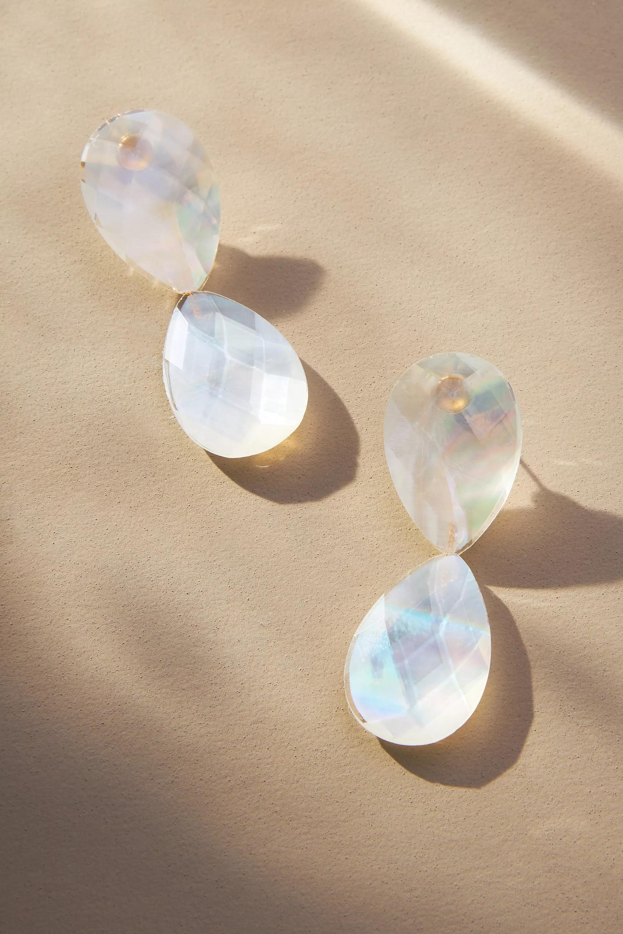 Double Teardrop Earrings, Pearl, A501_0017, large image number 1