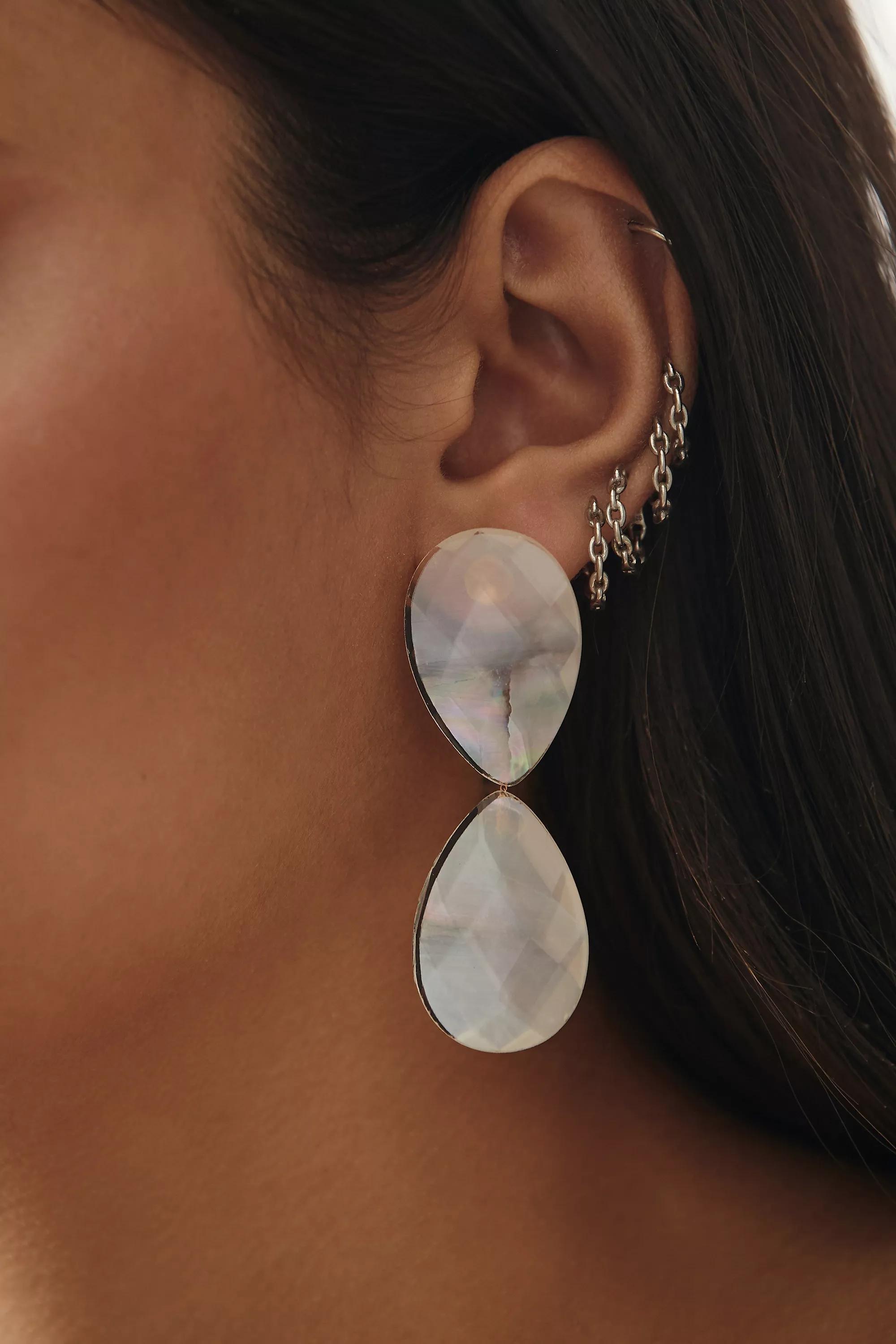 Double Teardrop Earrings, Pearl, A501_0017, large image number 2