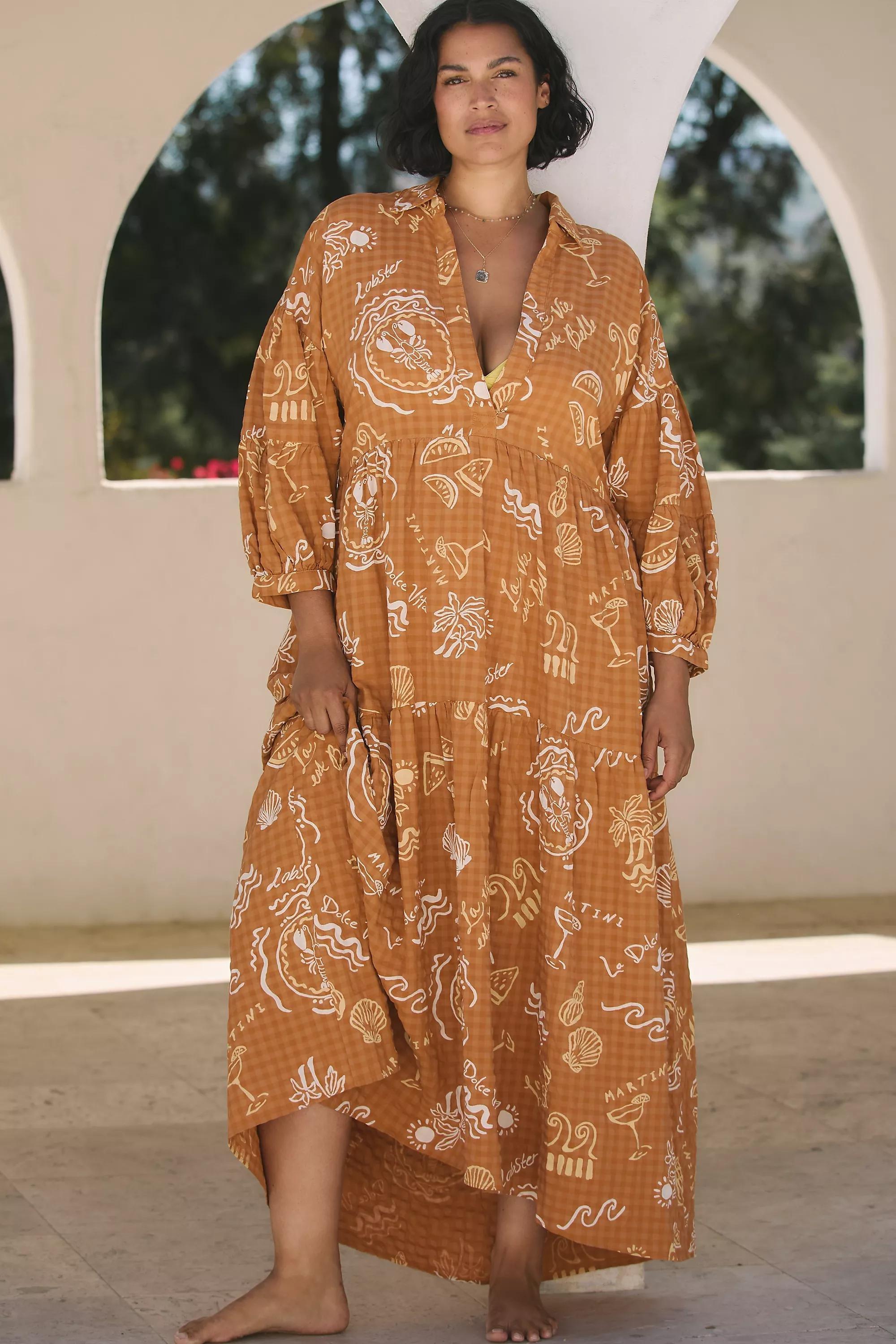 Anthropologie Ethnic Print Shirt Dress, , medium