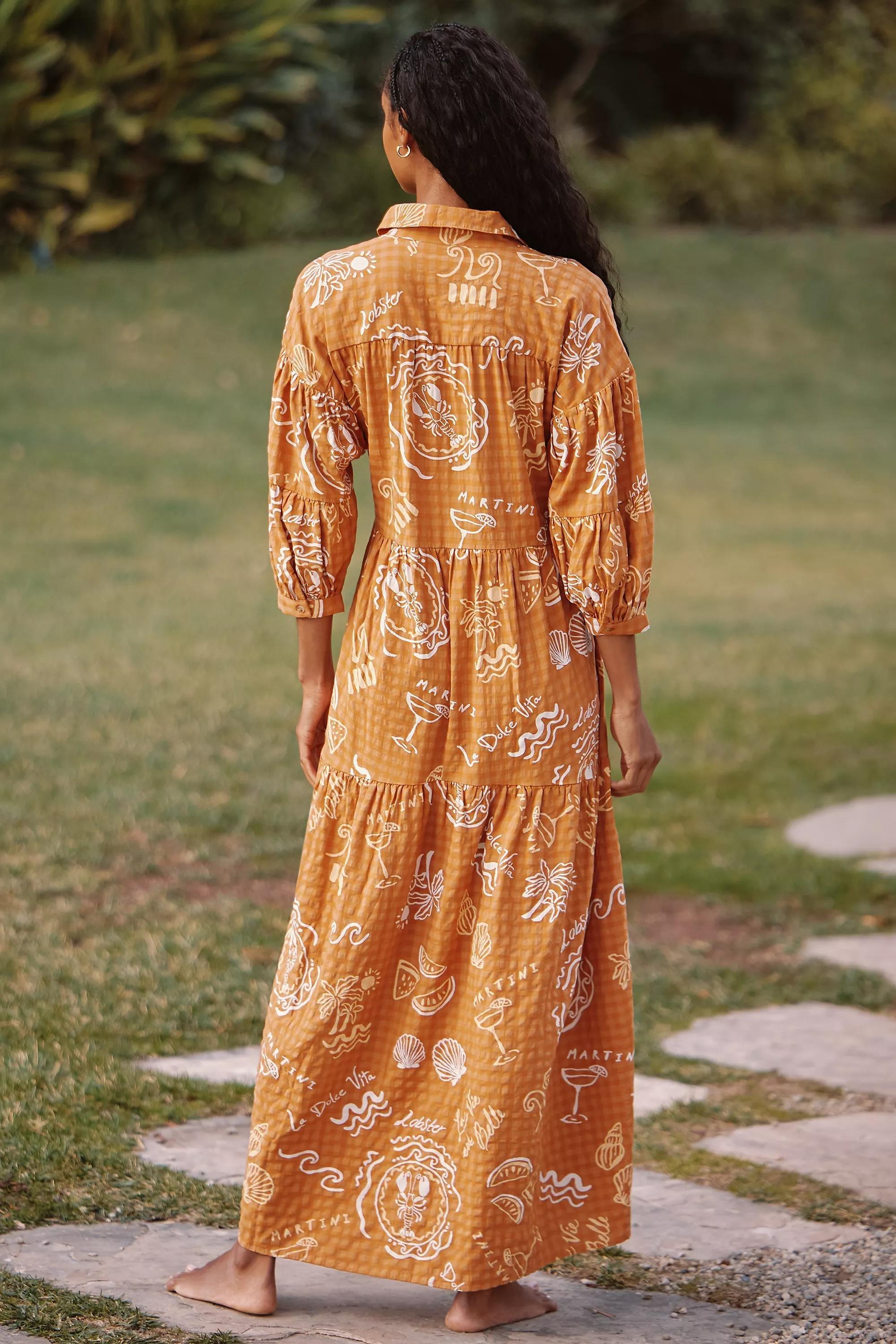 Anthropologie Ethnic Print Shirt Dress, A501_0079, large image number 3