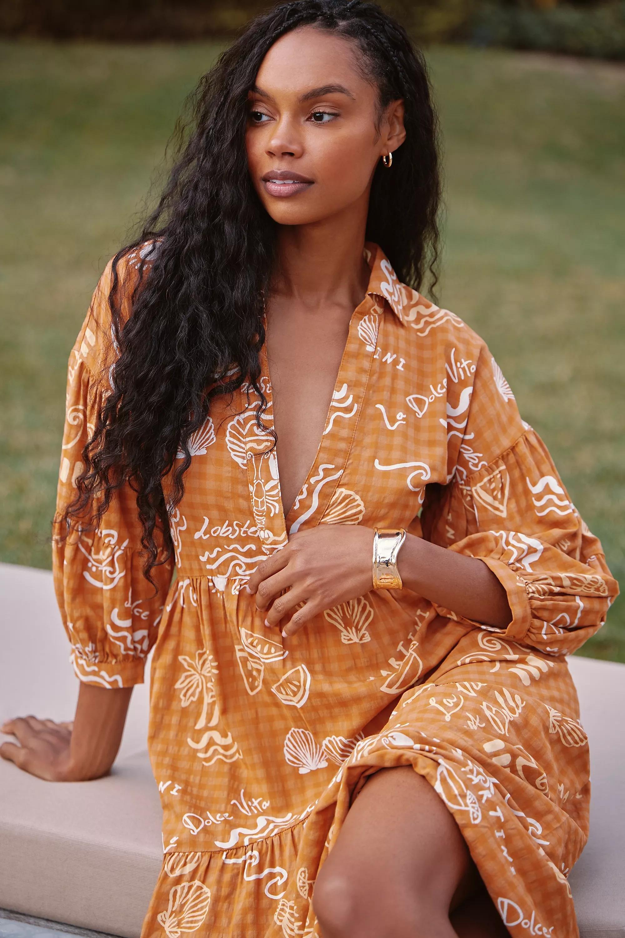 Anthropologie Ethnic Print Shirt Dress, A501_0079, large image number 6