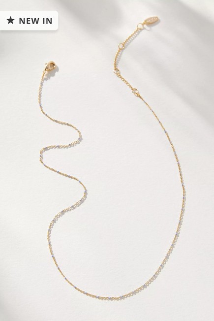 Anthropologie - Delicate Jewelled Chain Necklace, Lavender