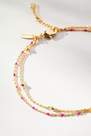 Anthropologie - Gold-Plated Delicate Jewelled Double-Chain Bracelet, Pink