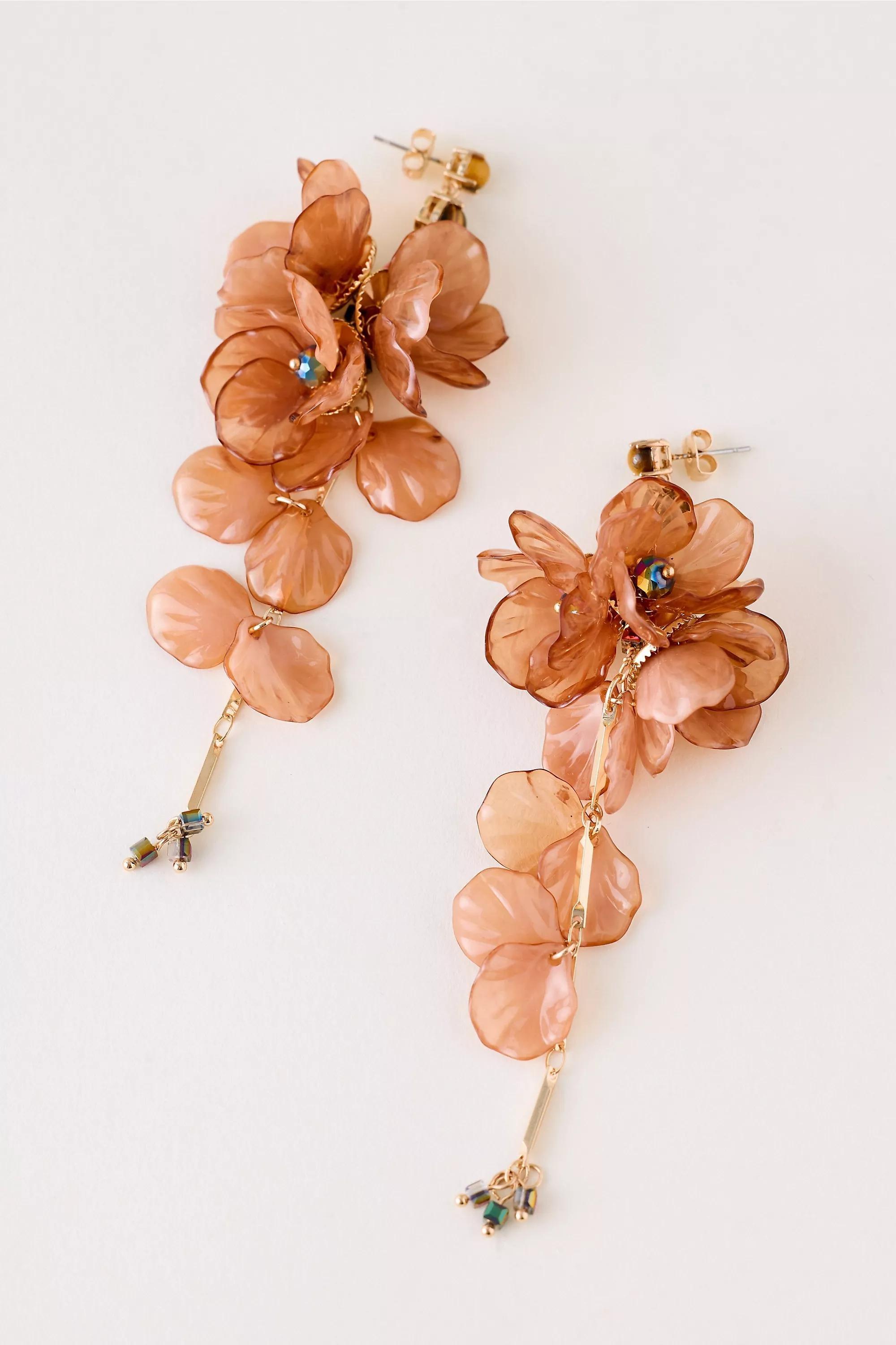 Blossom Drop Earrings, Brown, A501_0028, large image number 1