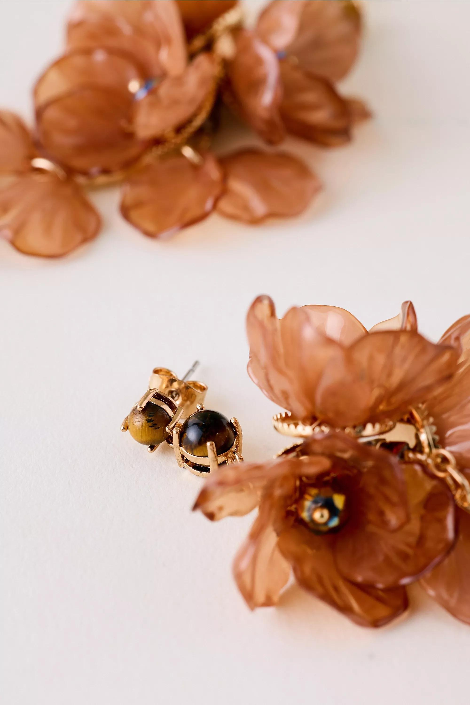 Blossom Drop Earrings, Brown, A501_0028, large image number 2