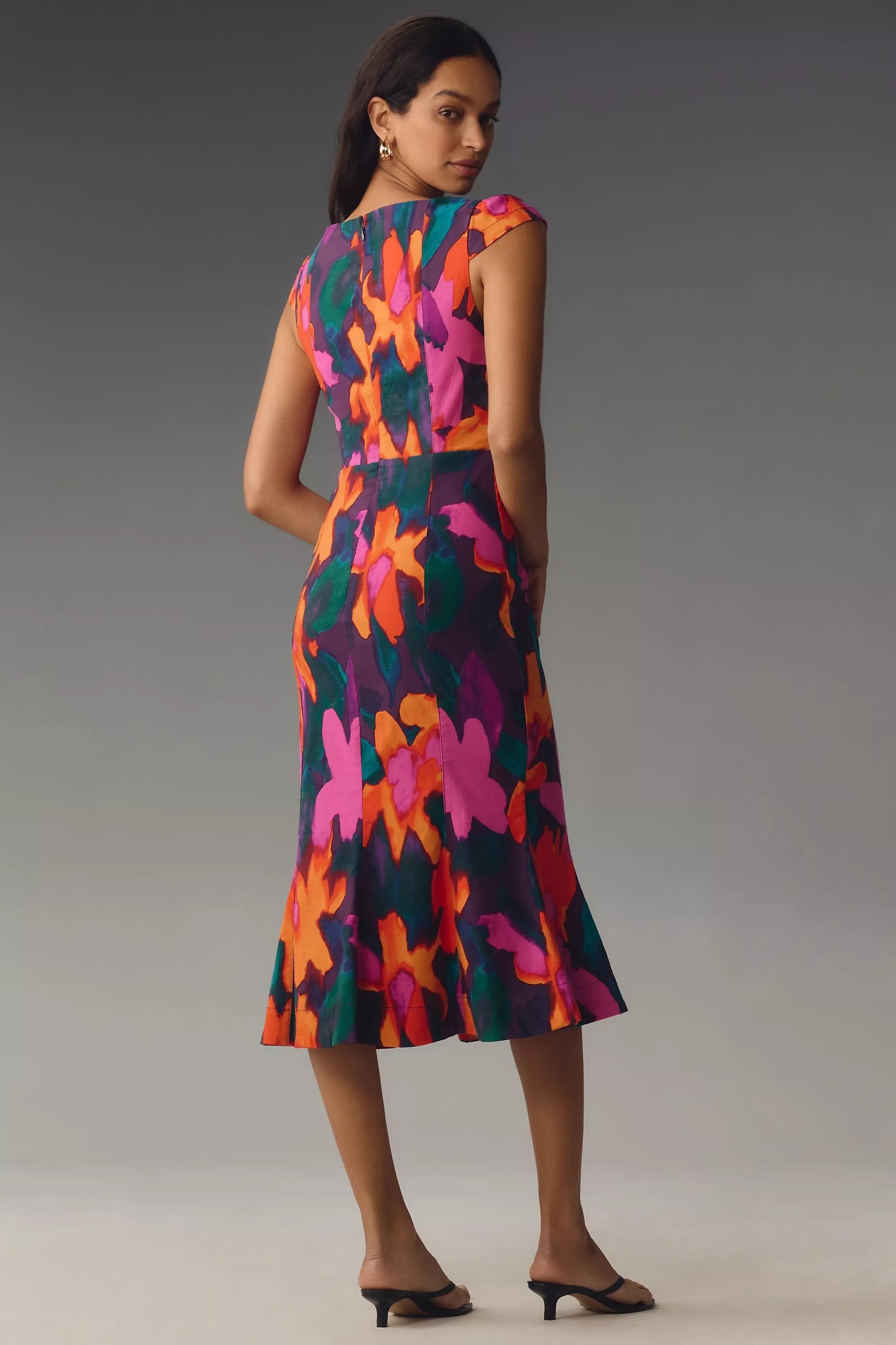 Maeve Flare Sweetheart Midi Dress, Multicolour, , large image number 1