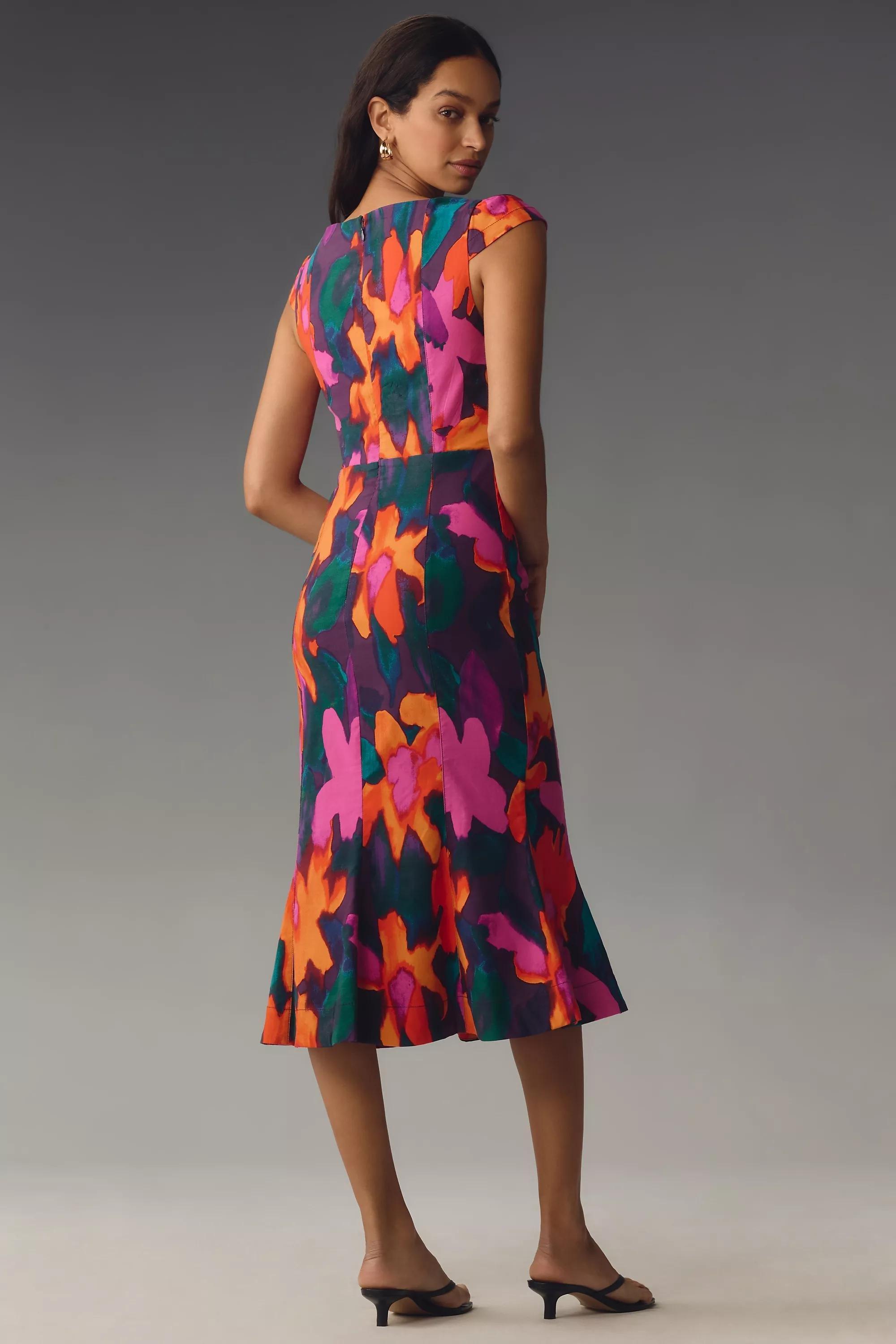 Anthropologie - Maeve Flare Sweetheart Midi Dress, Multicolour