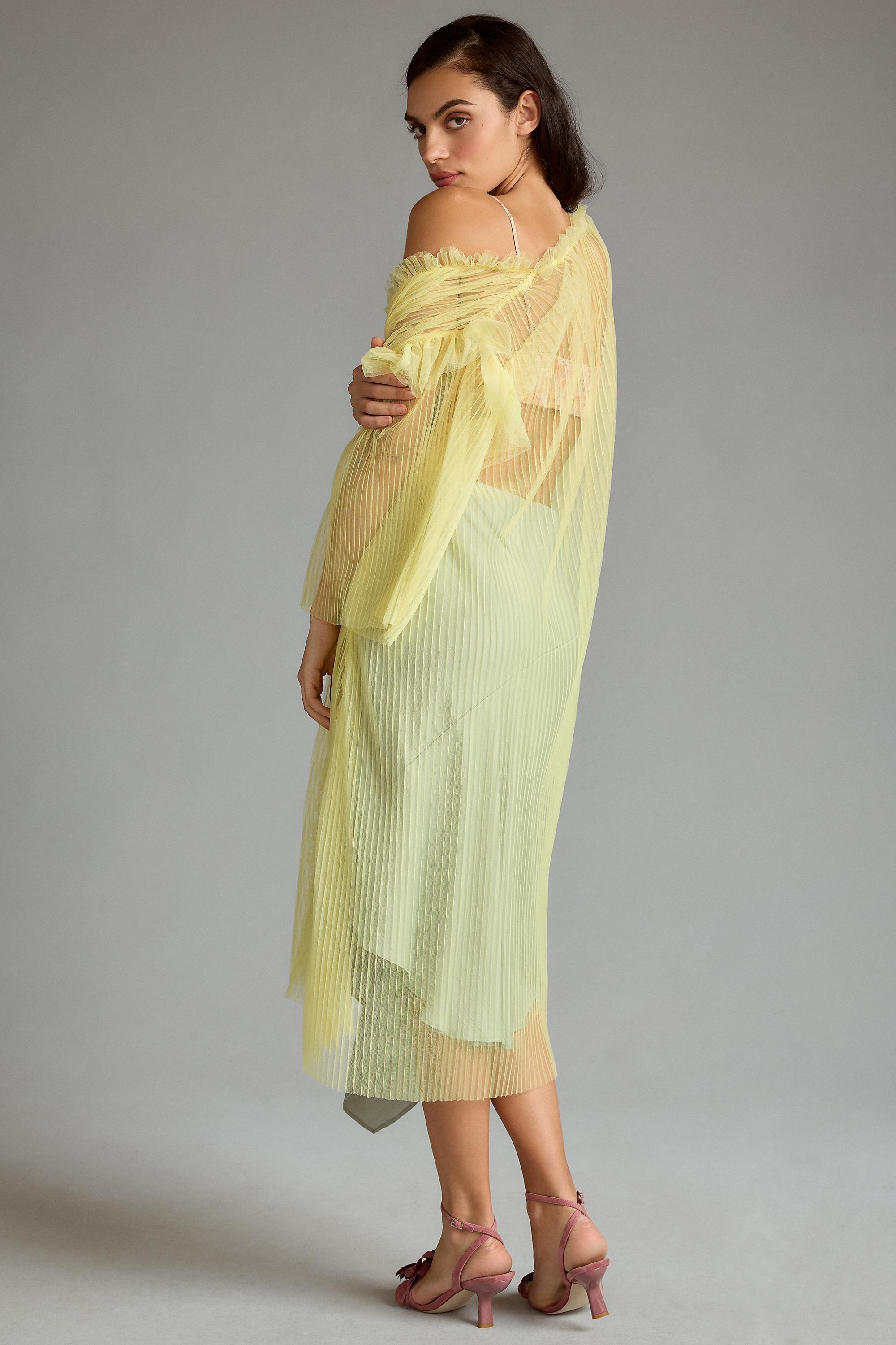 Sheer Pleated Duster, Yellow, A501_0072, large image number 0