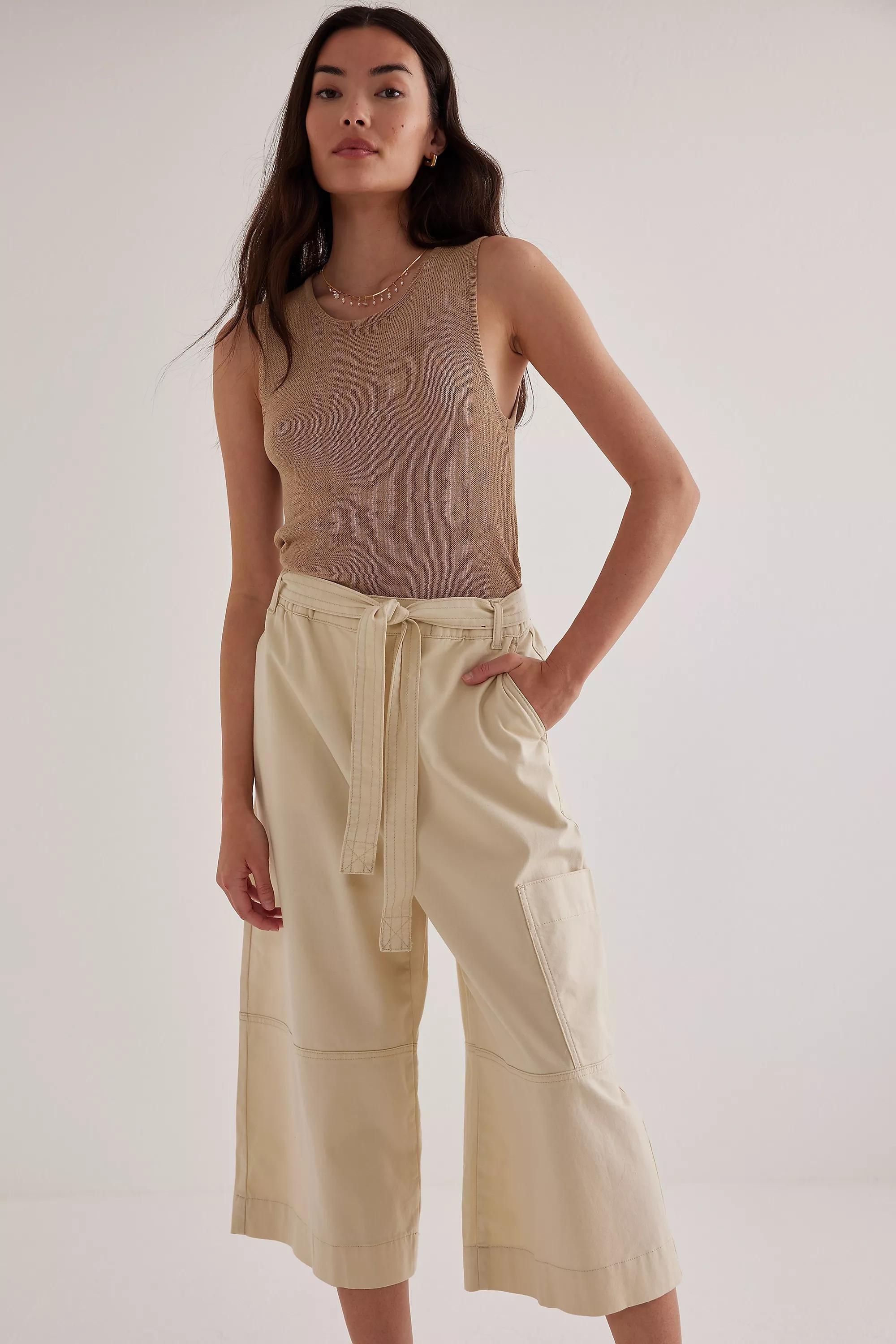 Anthropologie Pull On Gardener Culottes, Ivory