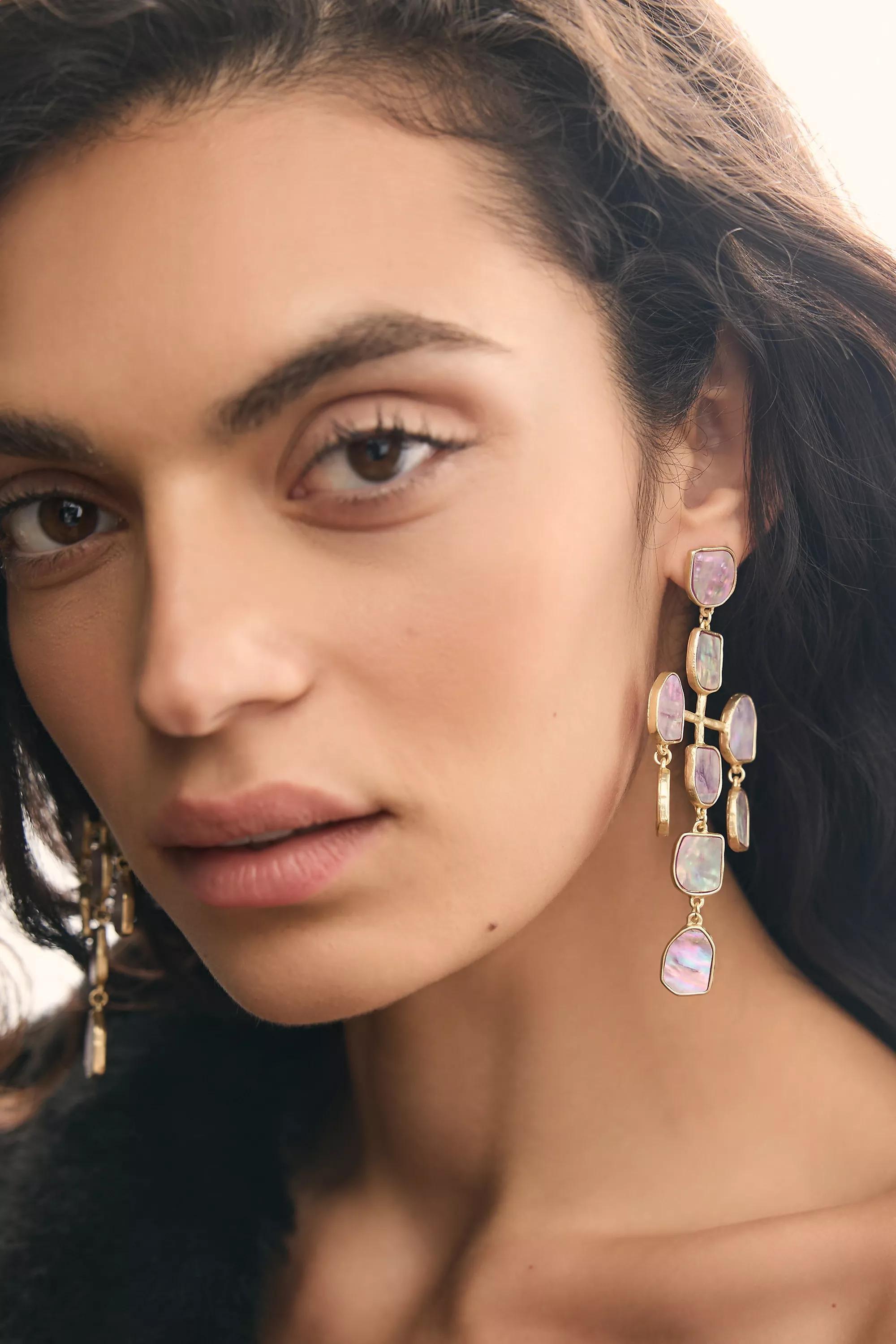 Slte Mother-Of-Pearl Cross Drop Earrings, A501_0044, medium