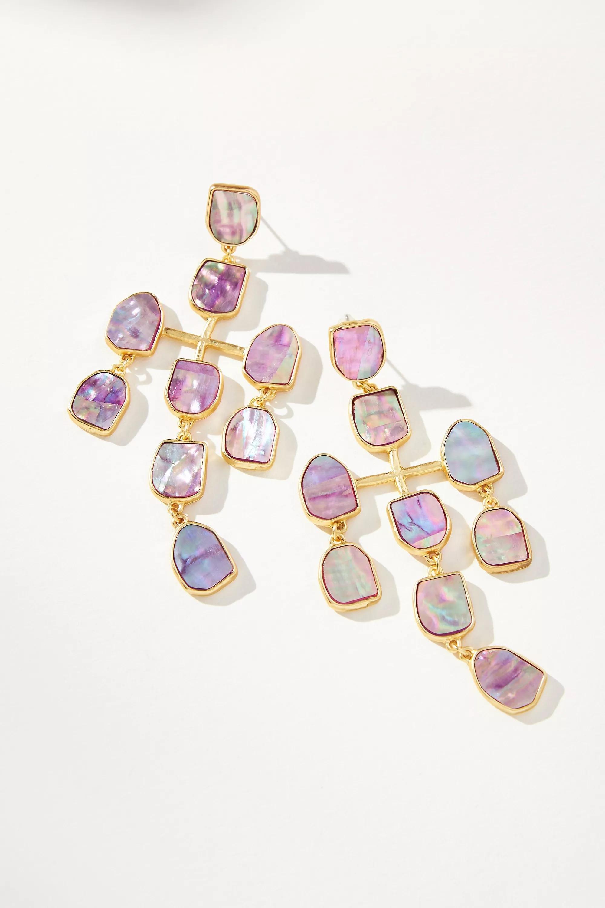 Slte Mother-Of-Pearl Cross Drop Earrings, A501_0044, large image number 1