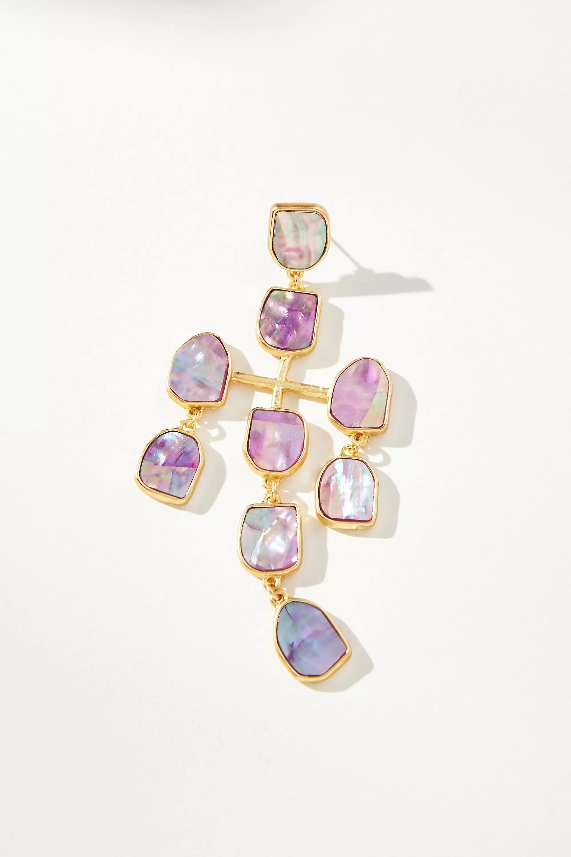 Slte Mother-Of-Pearl Cross Drop Earrings, A501_0044, large image number 2