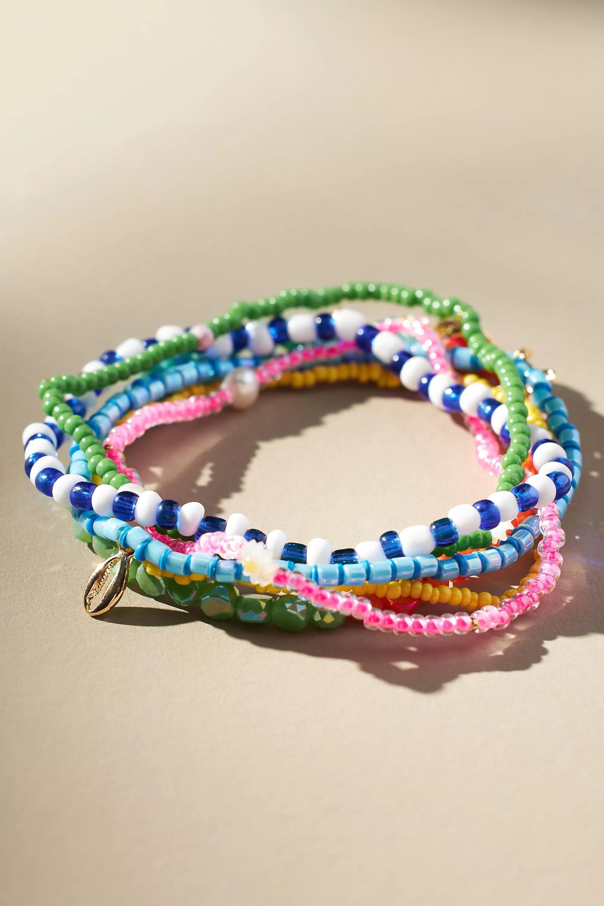 Poppy Beaded Anklets, Set Of 6, Multicolour, A501_0000, large image number 0