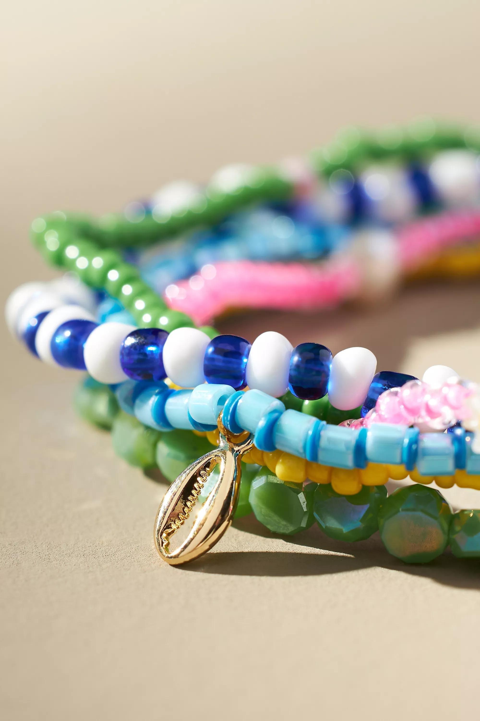 Poppy Beaded Anklets, Set Of 6, Multicolour, A501_0000, large image number 2