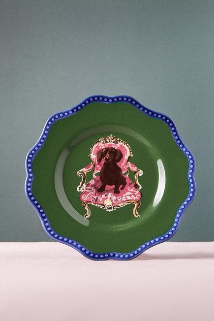 Anthropologie - Raphael Balme Hand Painted Dessert Plate, Green