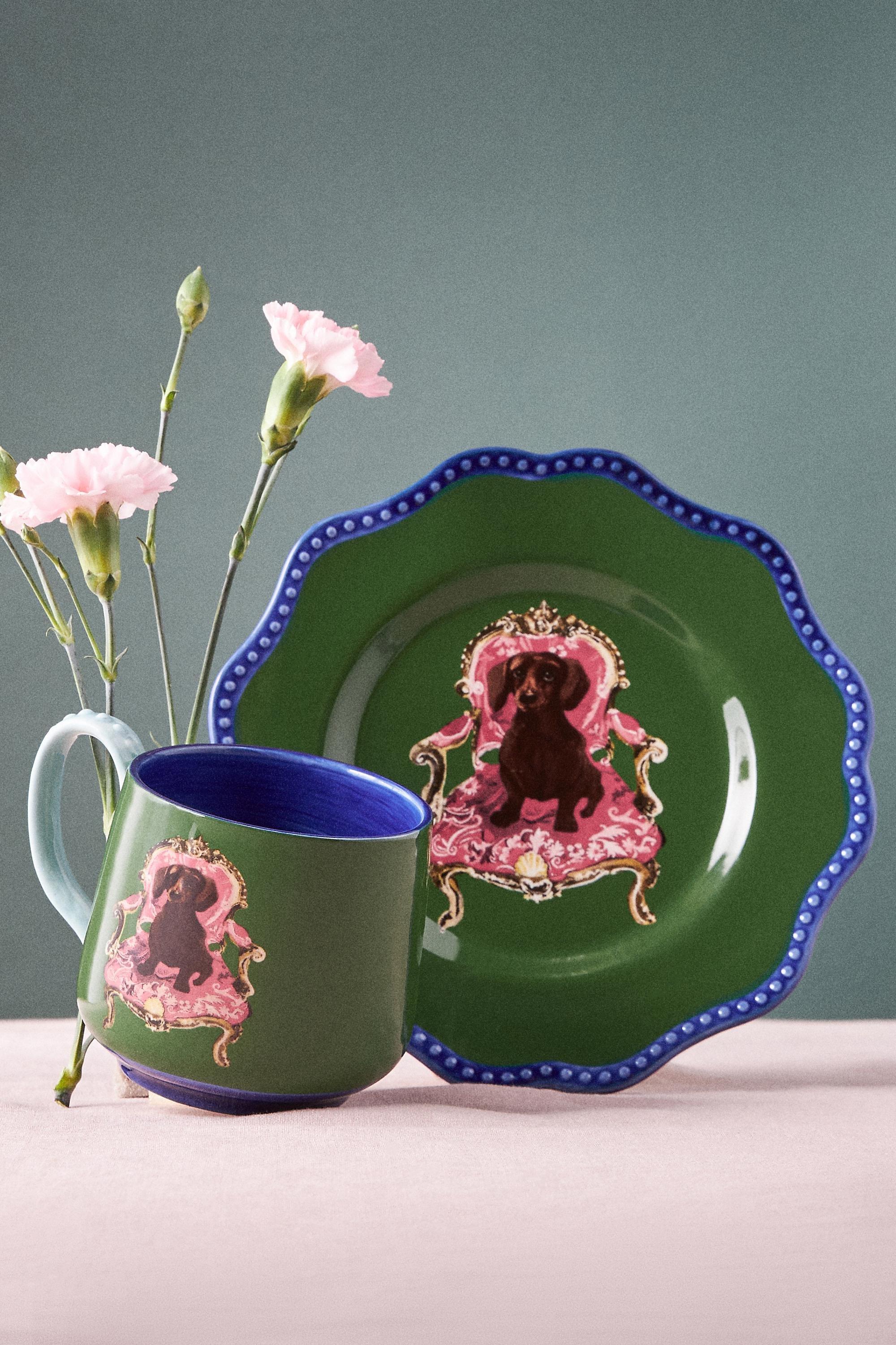 Raphael Balme Hand Painted Dessert Plate, Green, , large image number 3