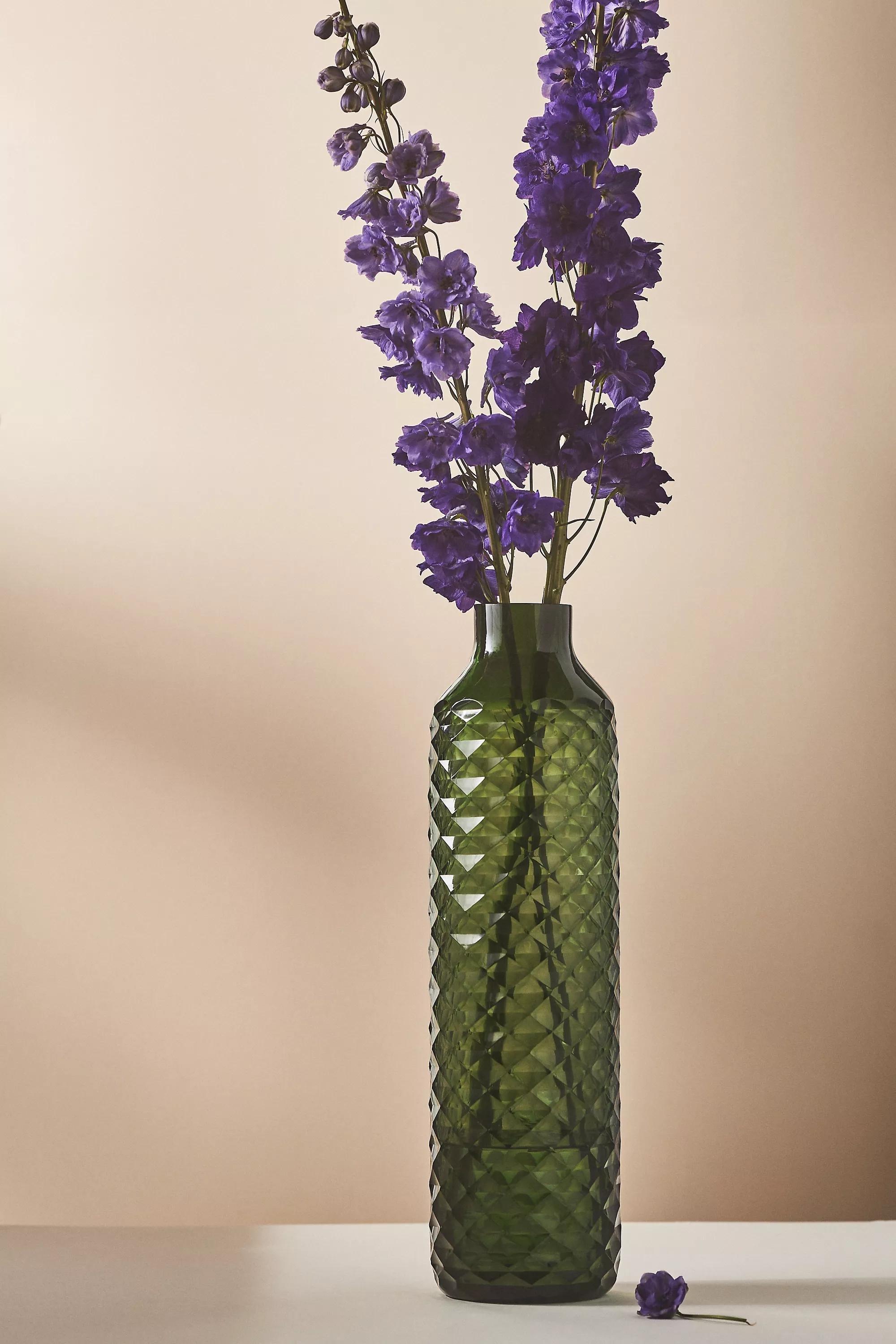 D Cut Glass Vase, Green, A501_0037, large image number 0