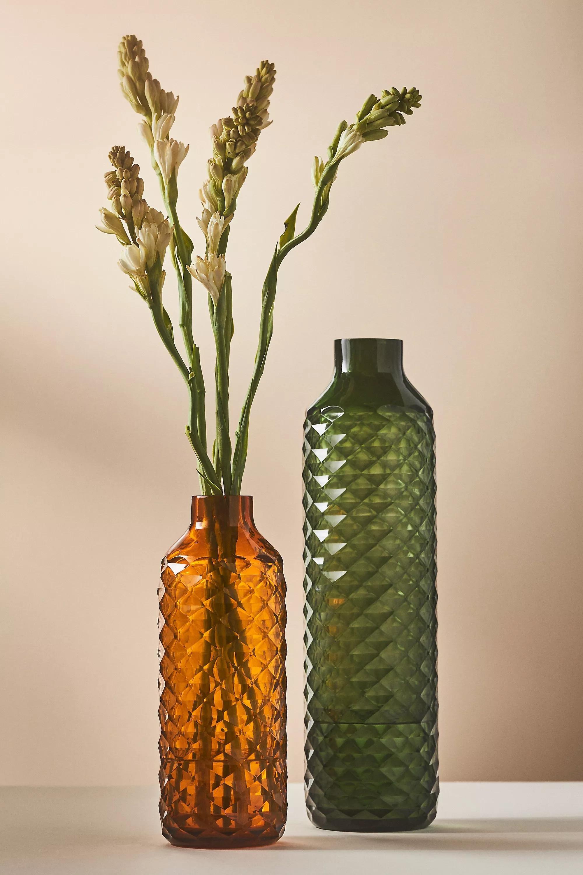 D Cut Glass Vase, Green, A501_0037, large image number 1