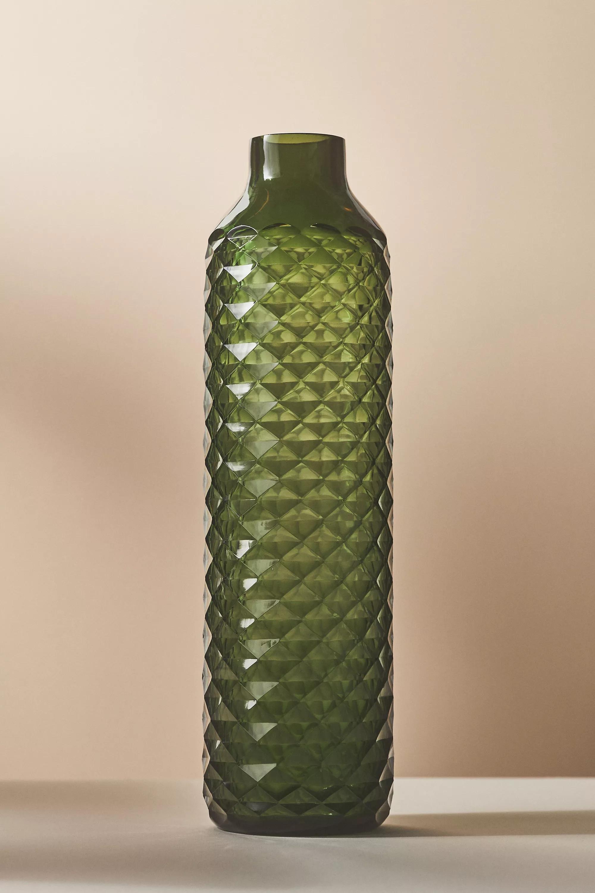 D Cut Glass Vase, Green, A501_0037, large image number 2