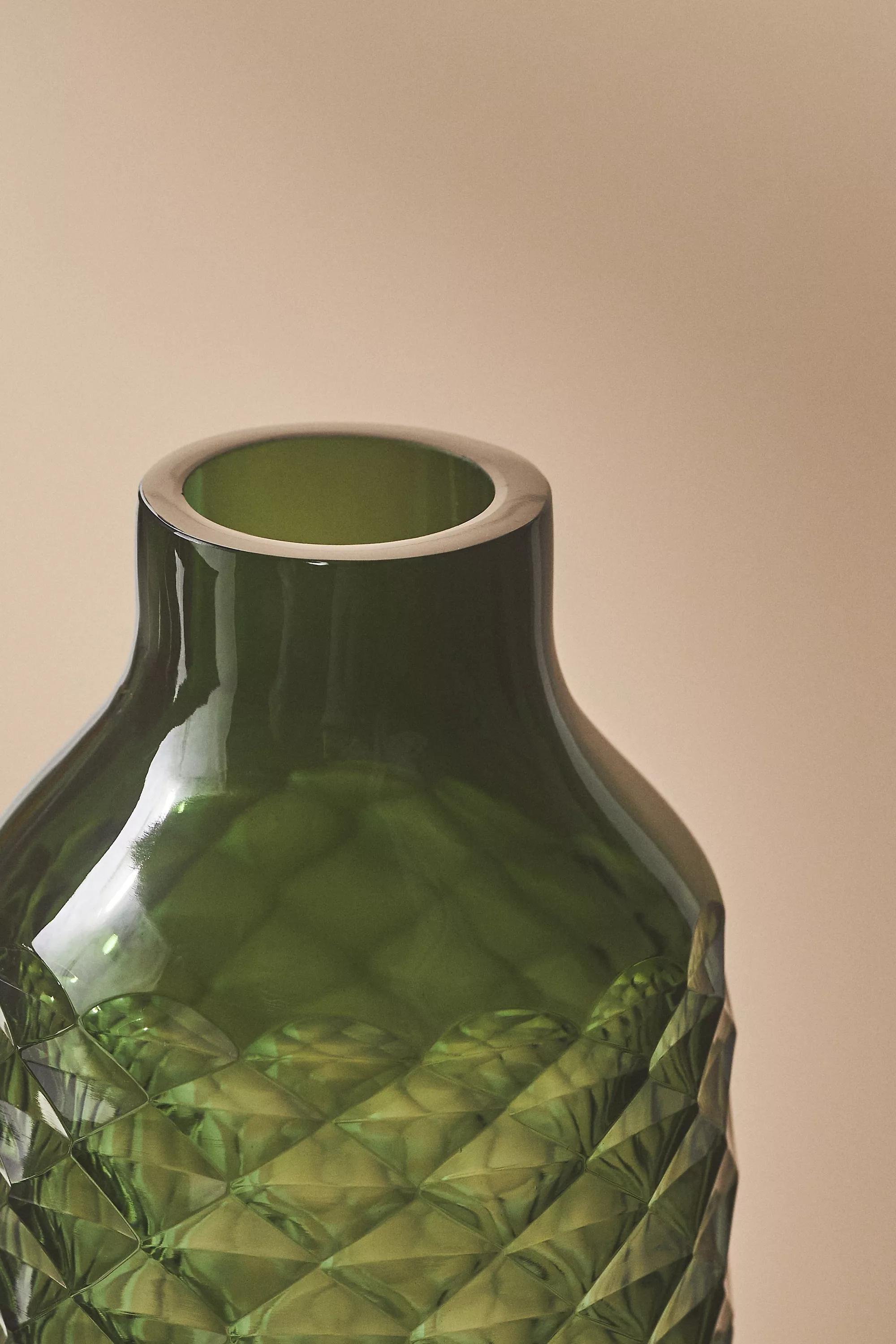 D Cut Glass Vase, Green, A501_0037, large image number 3