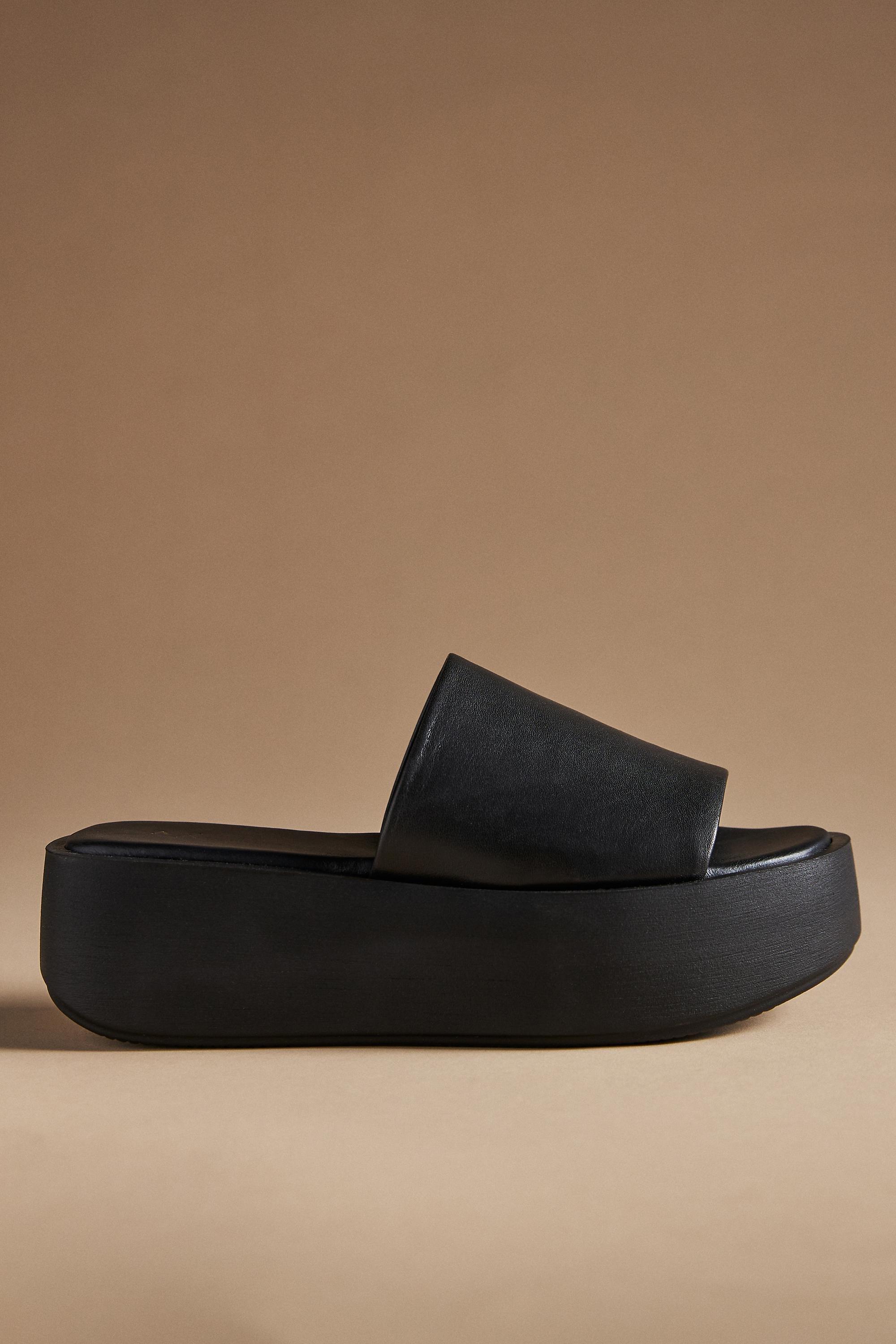 Anthropologie Platform Slide Sandals, Black, , large image number 0