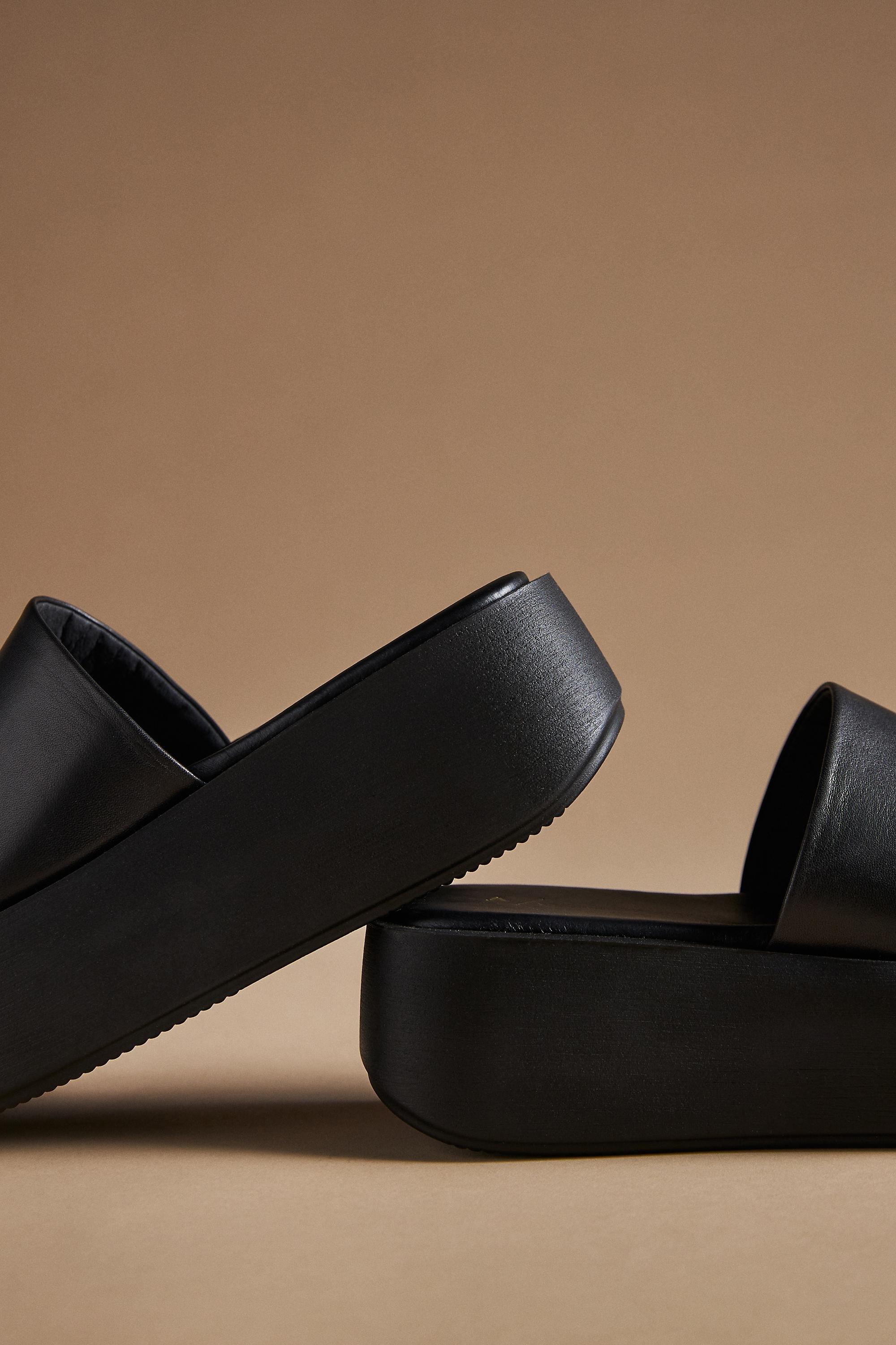 Anthropologie Platform Slide Sandals, Black, A501_0001, medium