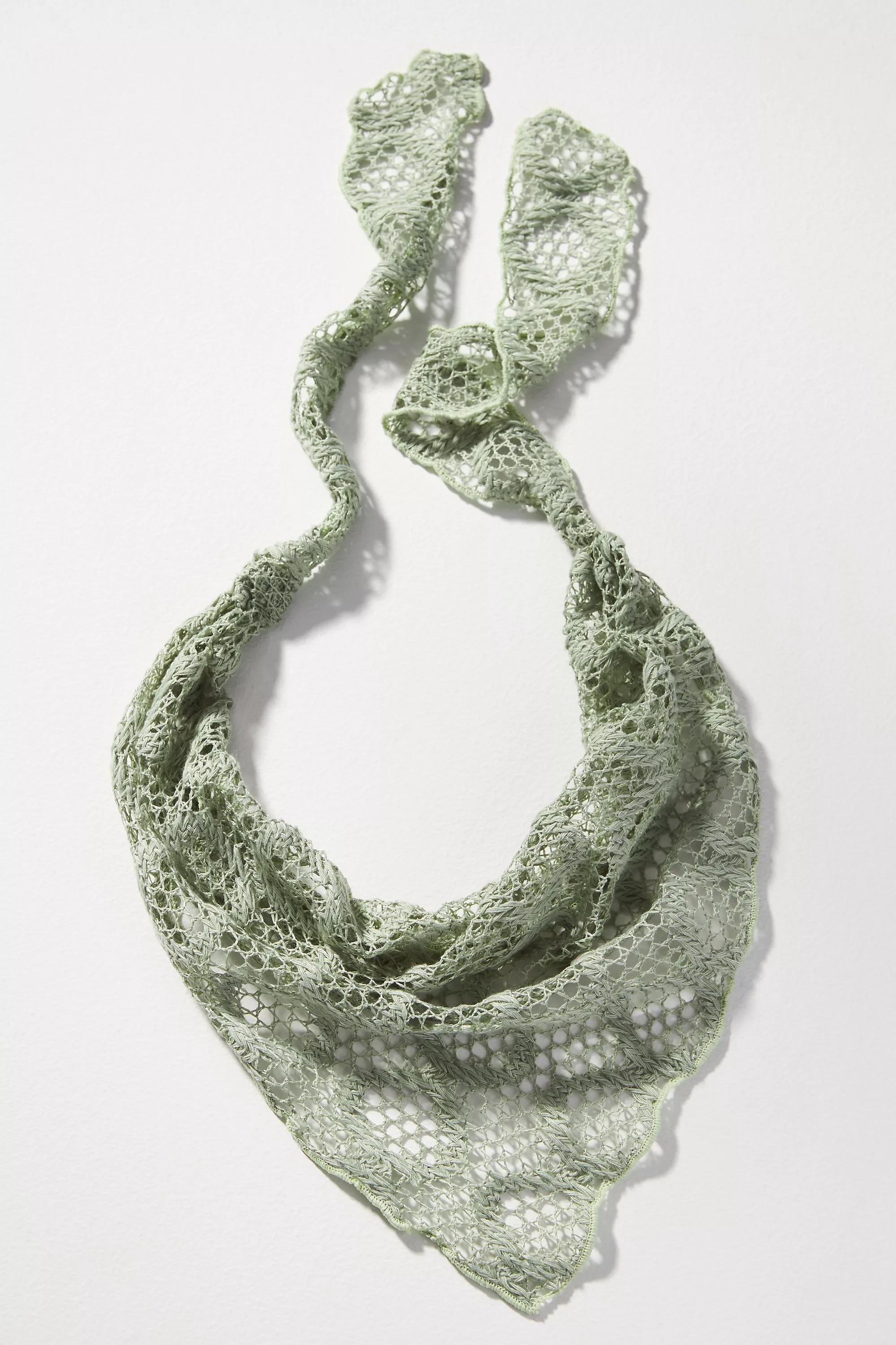 Crochet Head Scarf, Green, , large image number 0