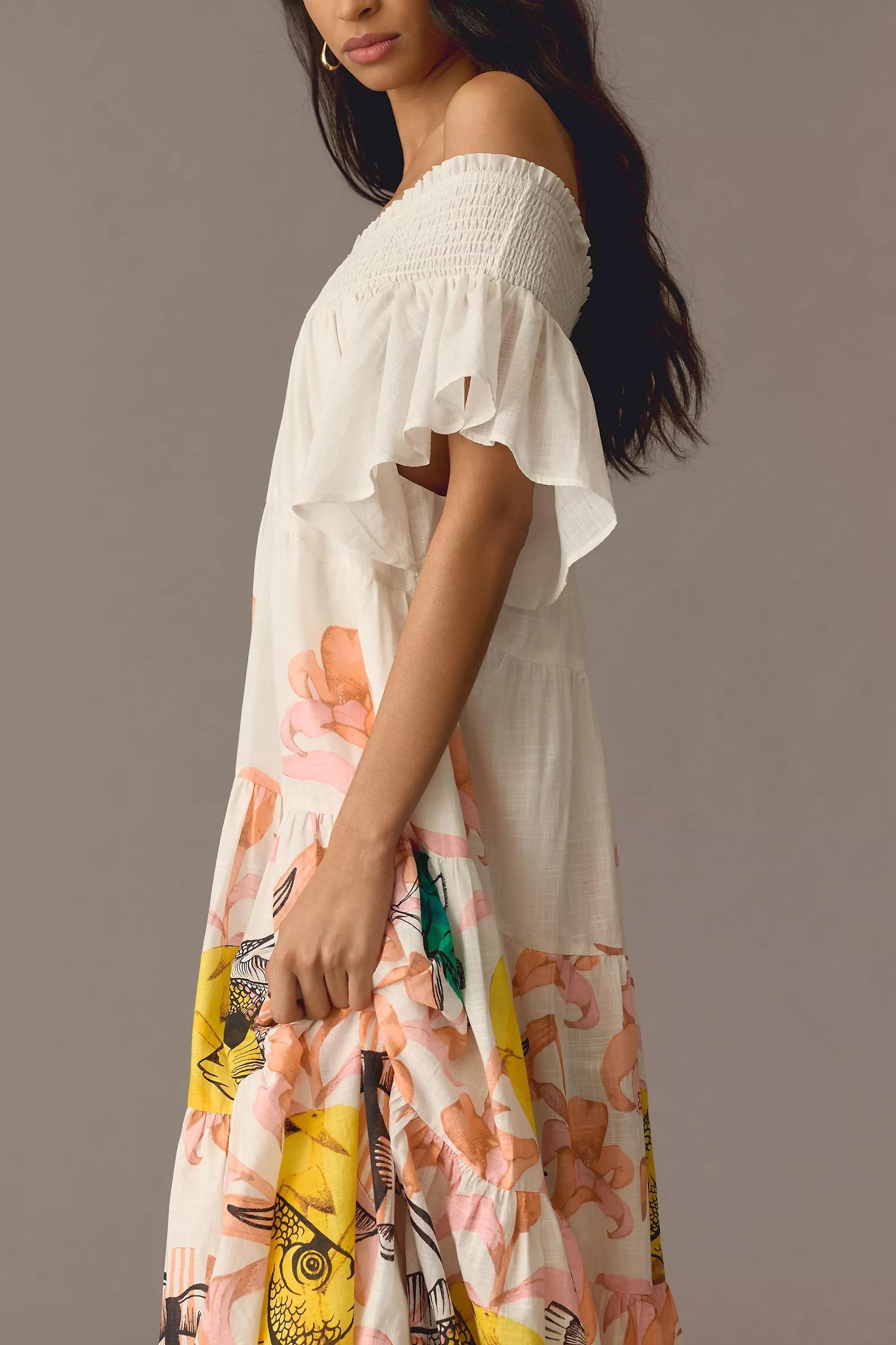 Anthropologie - Maeve Tiered Off-The-Shoulder Dress, Multicolour