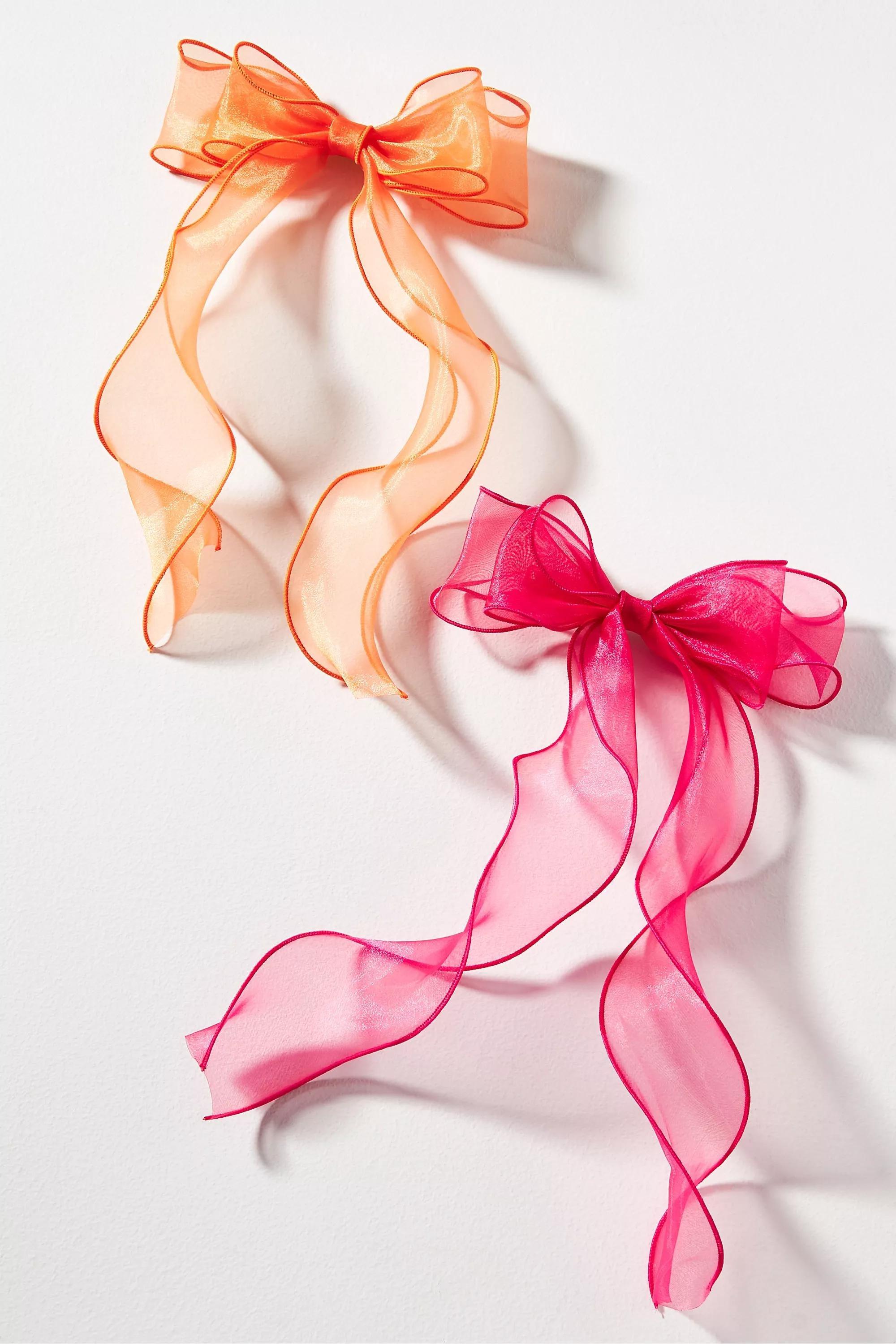Combo Tulle Hair Bows, Set Of 2, Pink, , large image number 0