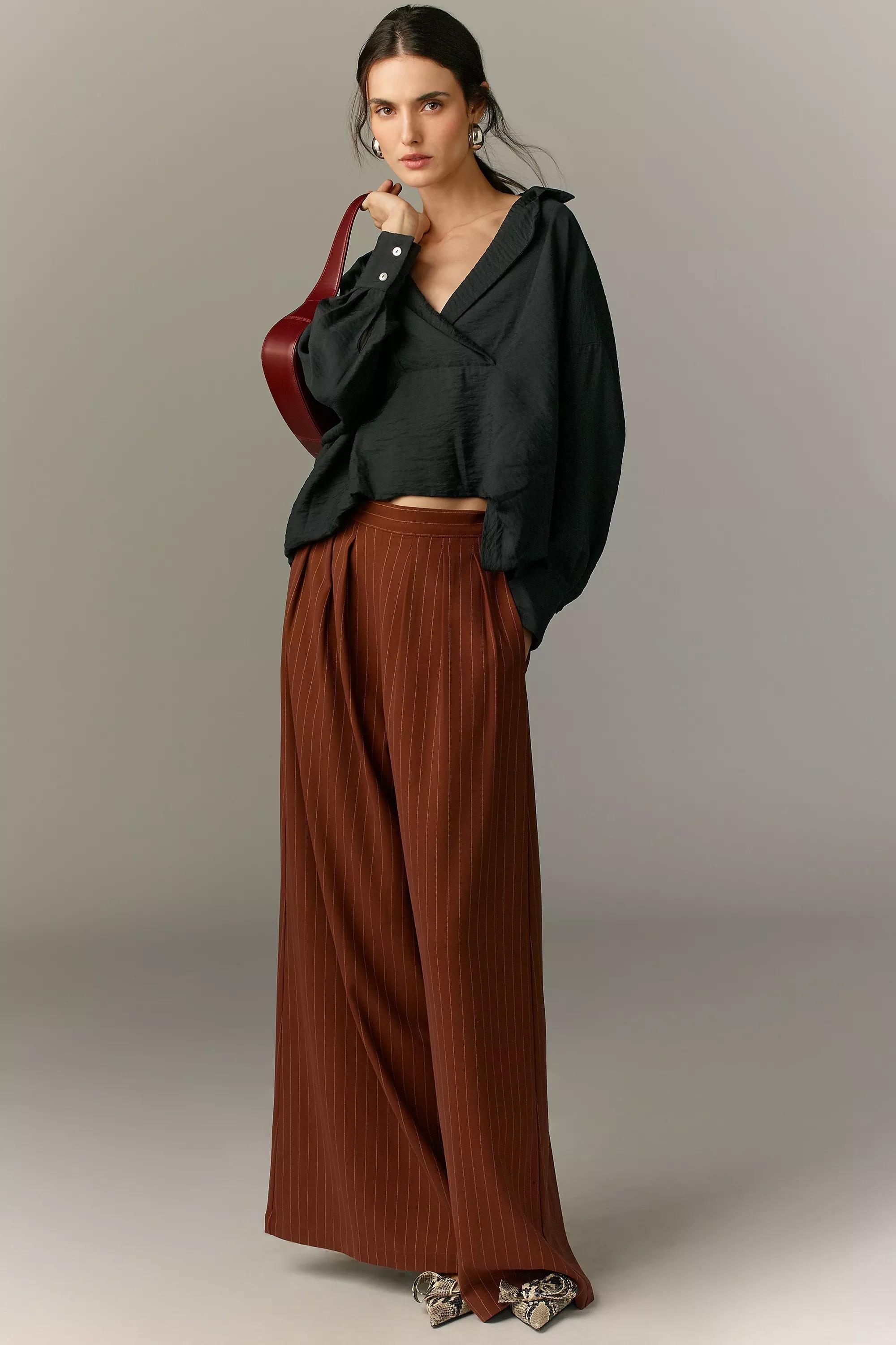 Wide-Placket Popover Top, Black, , large image number 7