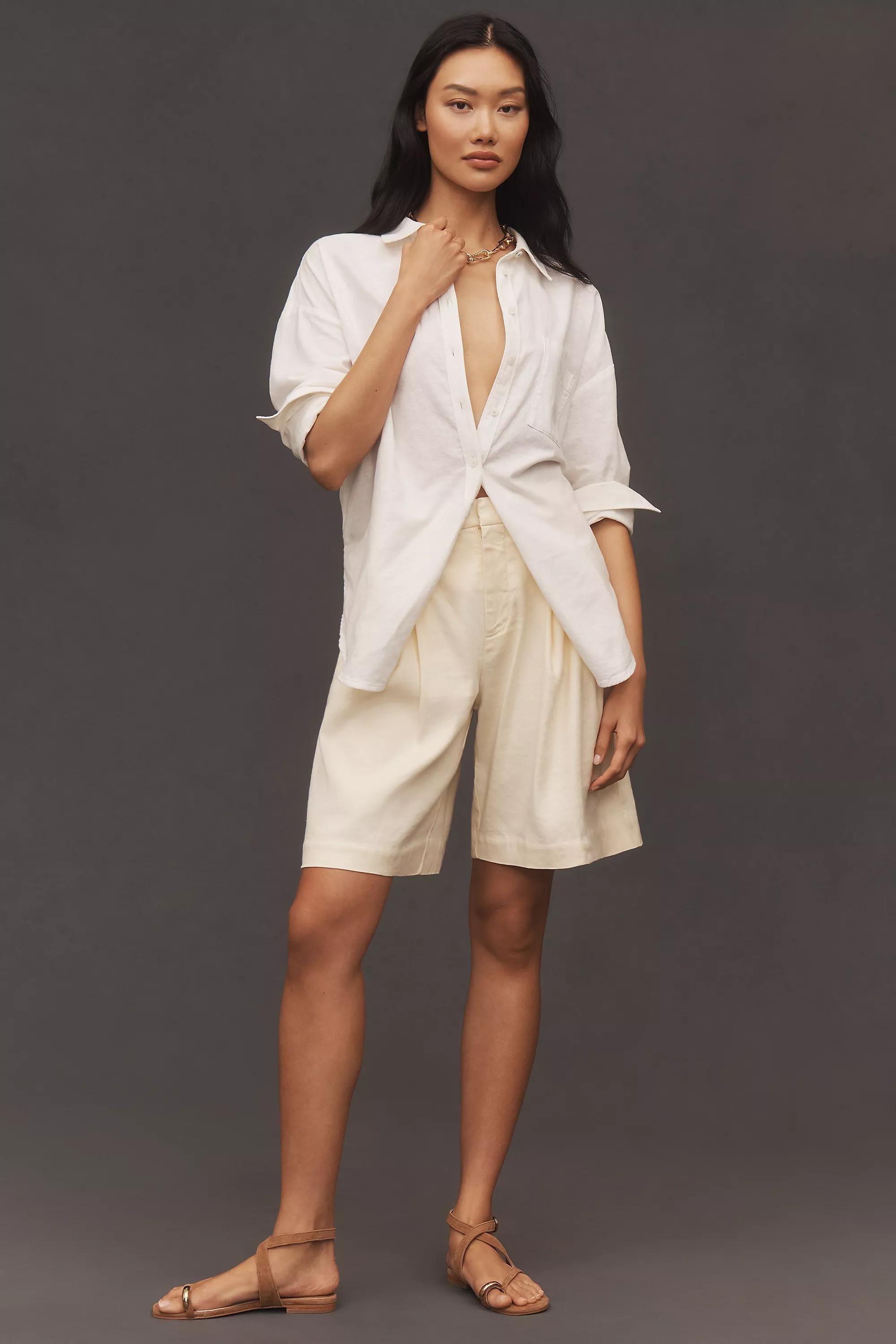The Bennet Buttondown Shirt By Maeve: Linen Edition, Ivory, , large image number 2