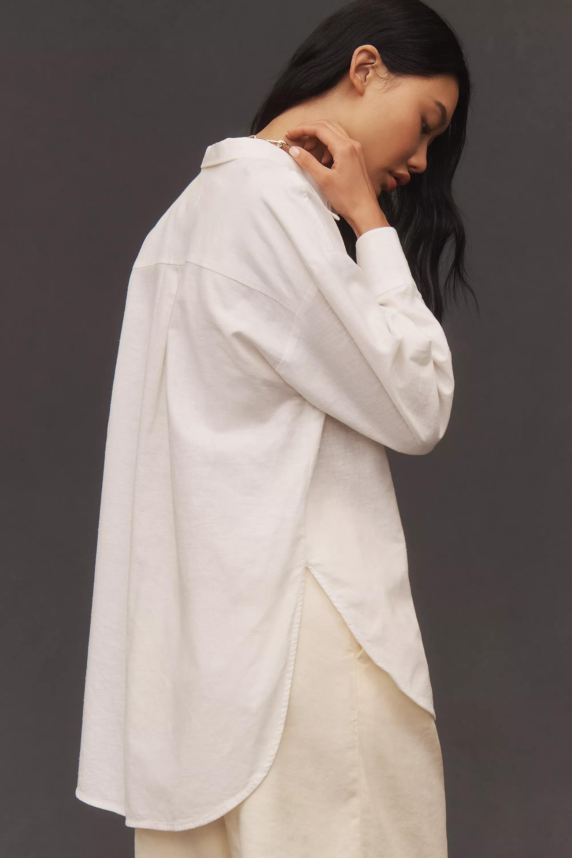 The Bennet Buttondown Shirt By Maeve: Linen Edition, Ivory, , large image number 3