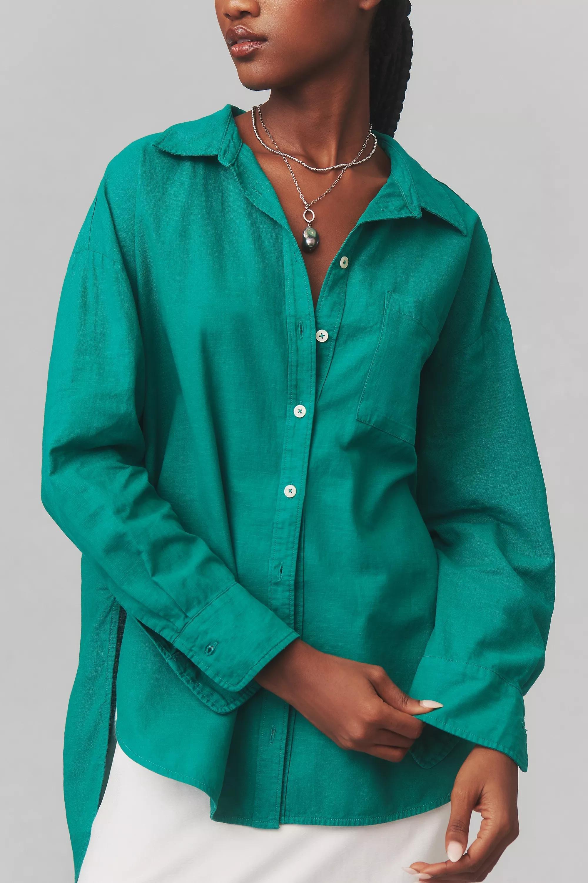 By Maeve The Bennet Button-down Shirt, Green, A501_0030, medium