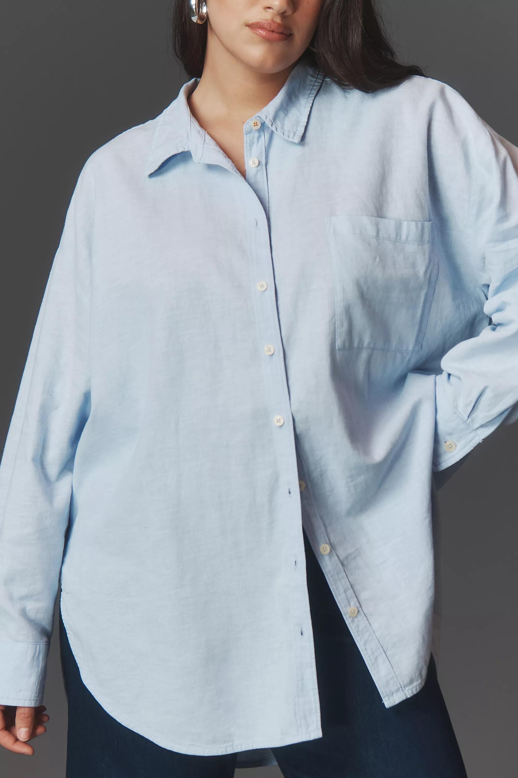 The Bennet Buttondown Shirt By Maeve: Linen Edition, Blue, , large image number 3
