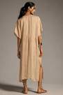 Anthropologie - V-Neck Shine Kaftan Midi Dress, Beige