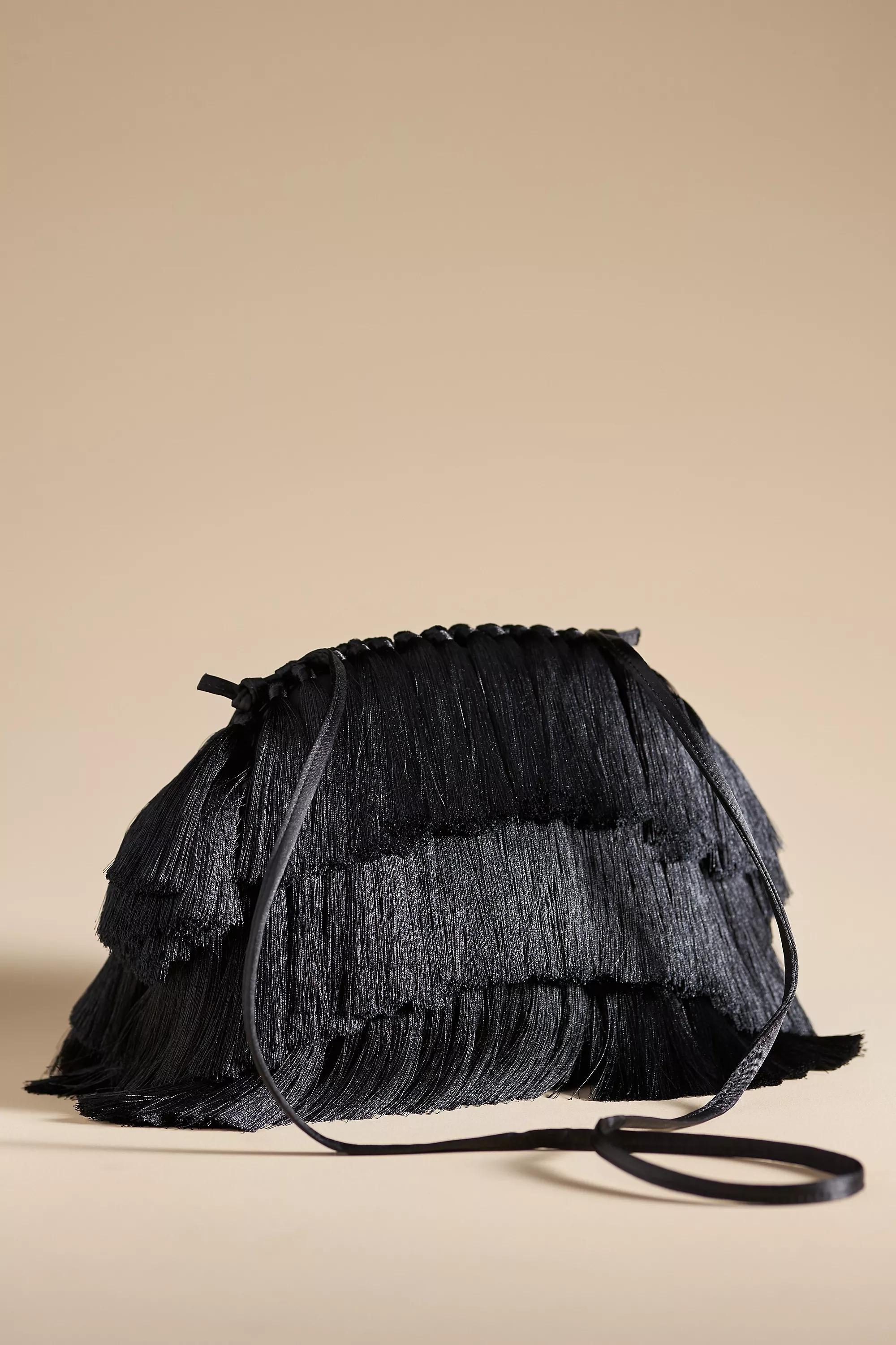 Fringed Clutch, Black, A501_0001, large image number 1