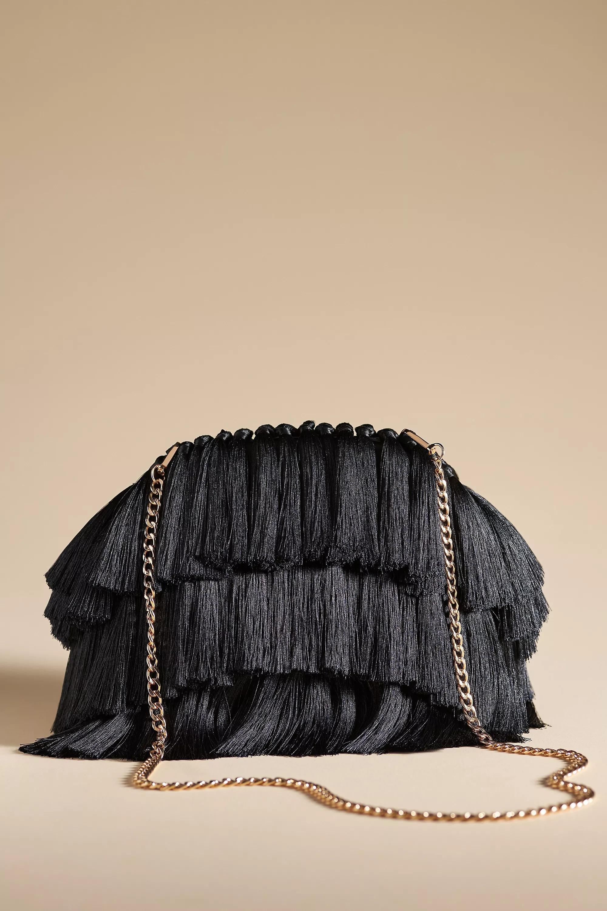 Fringed Clutch, Black, A501_0001, large image number 2