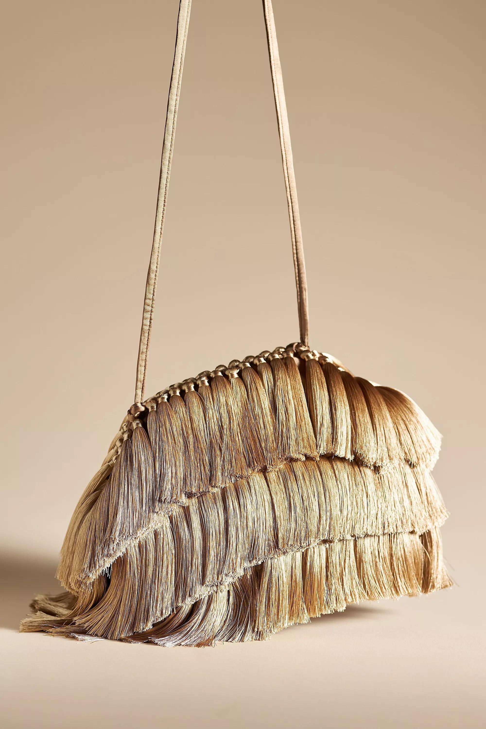 Fringed Clutch, Taupe, A501_0023, large image number 1