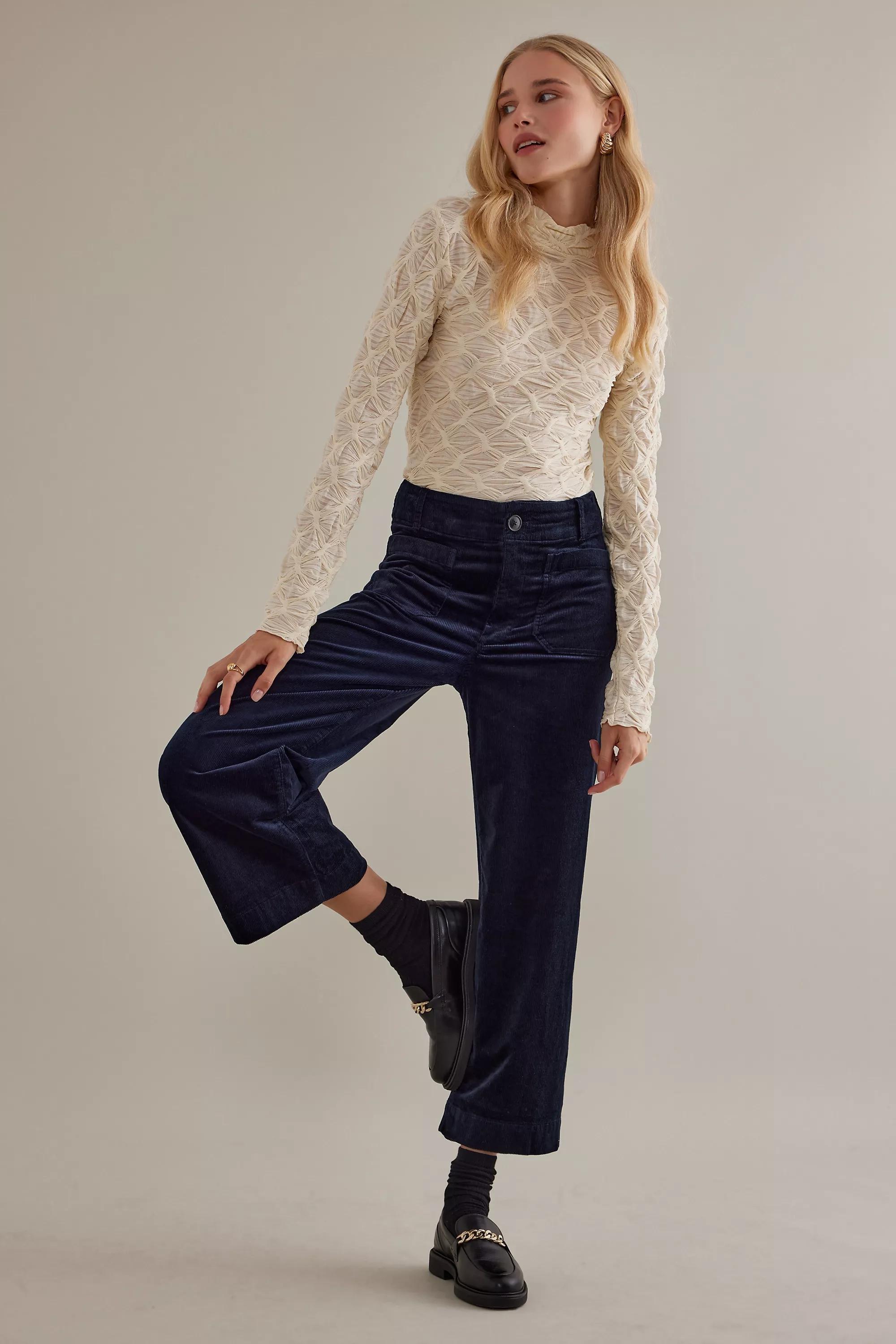 By Meave Cropped Corduroy Wide-Leg Trousers, A501_0041, large image number 2