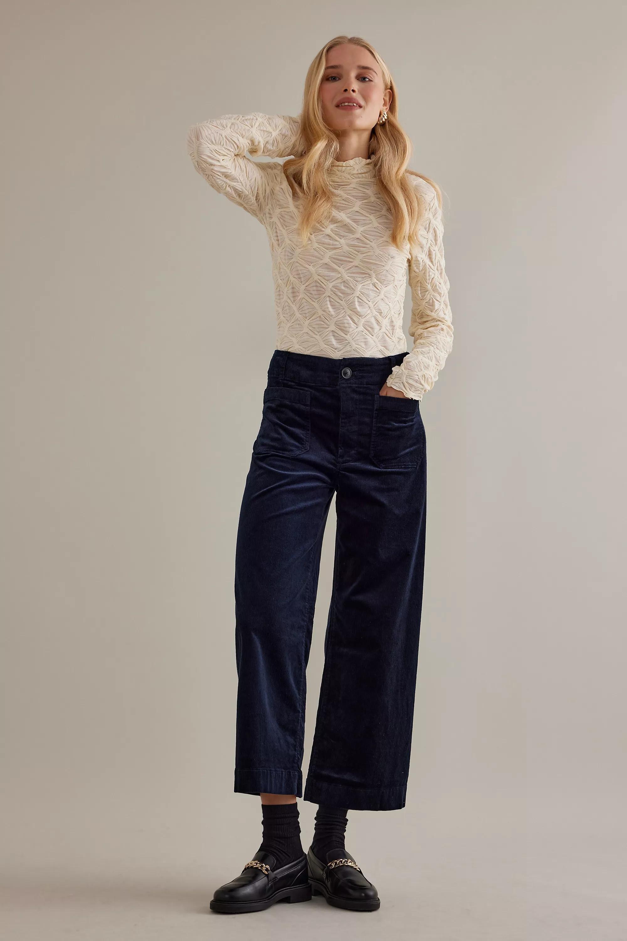By Meave Cropped Corduroy Wide-Leg Trousers, A501_0041, large image number 8