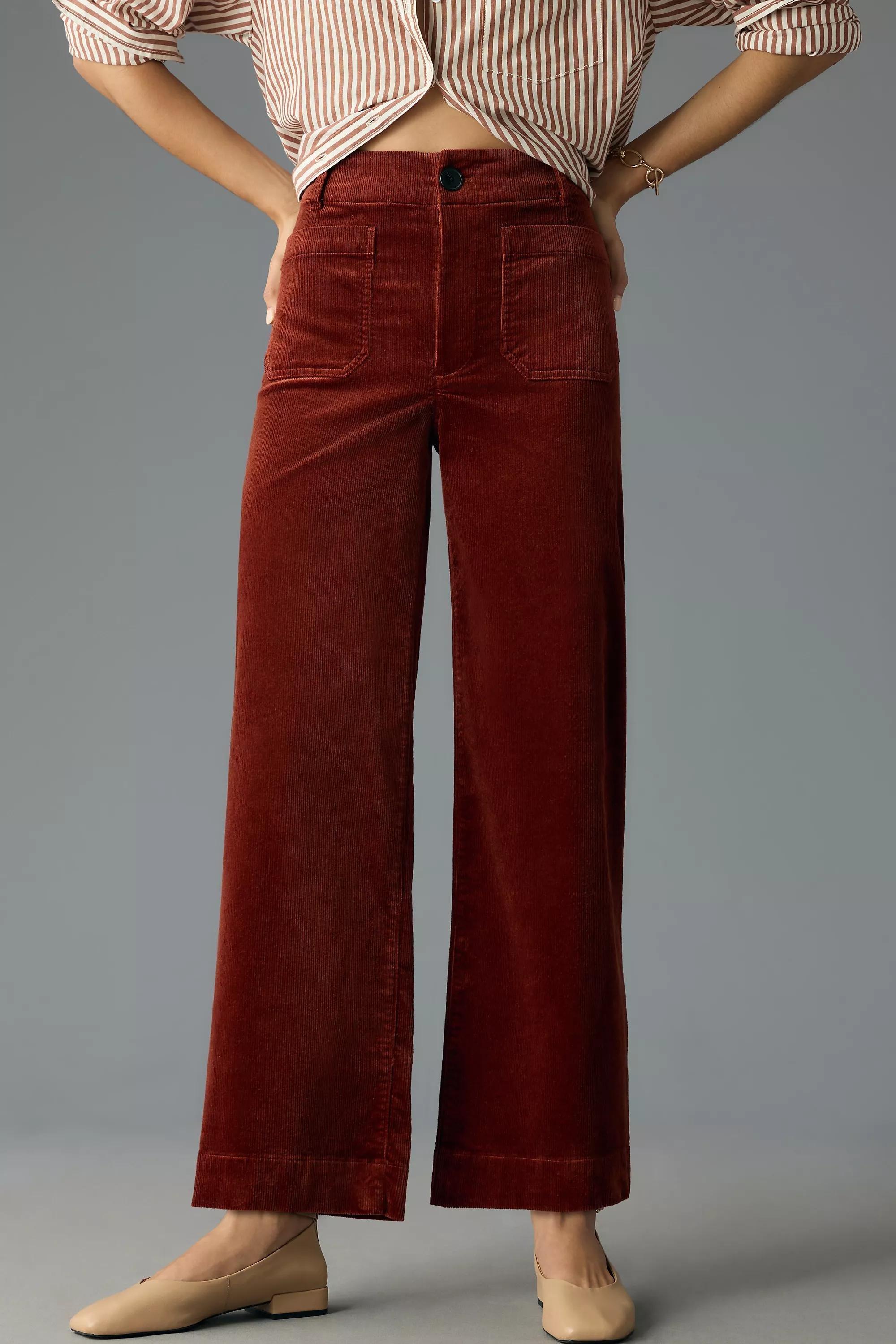 Anthropologie - Maeve Cropped Corduroy Wide-Leg Trousers, Brown